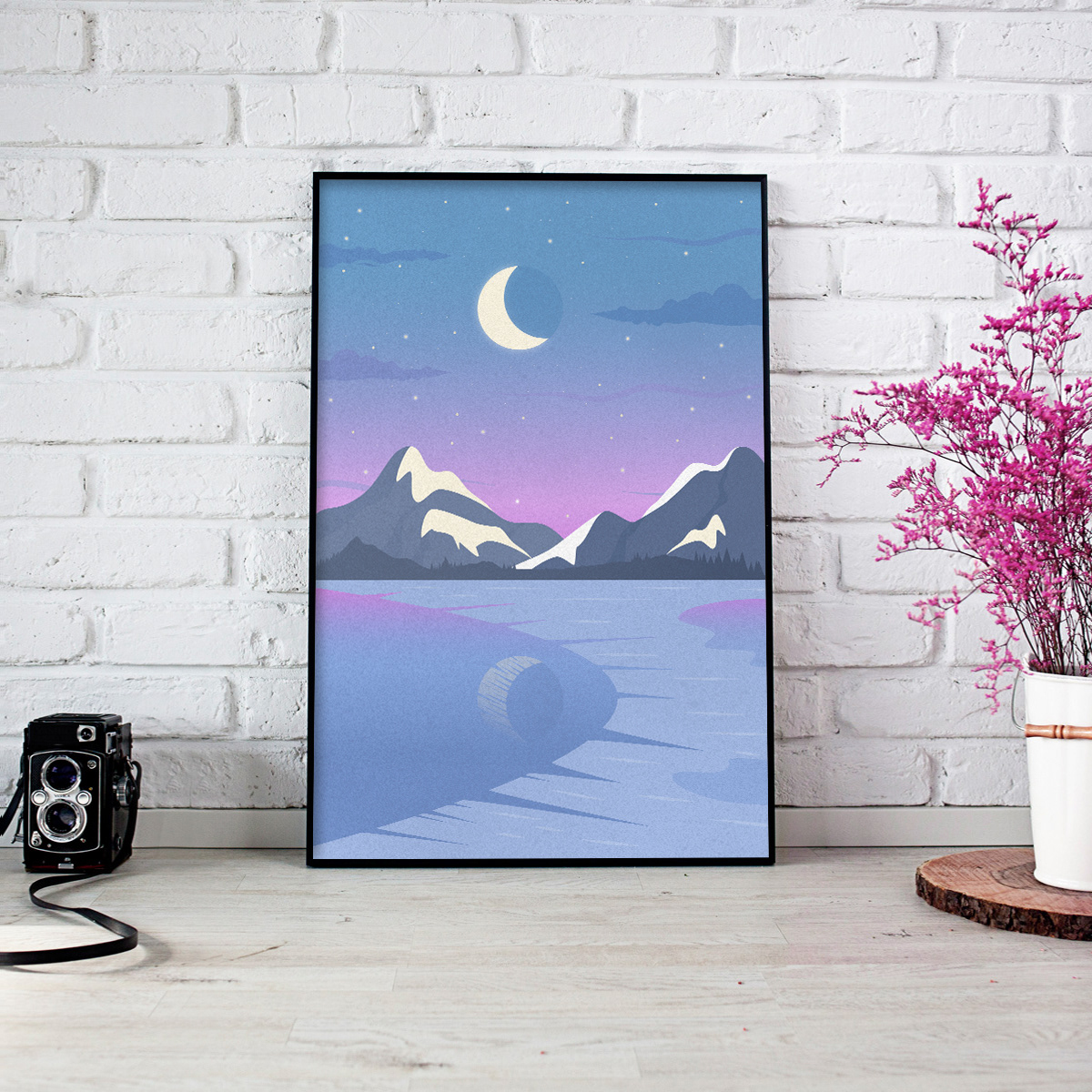 Illustration of "Mountains at Night".