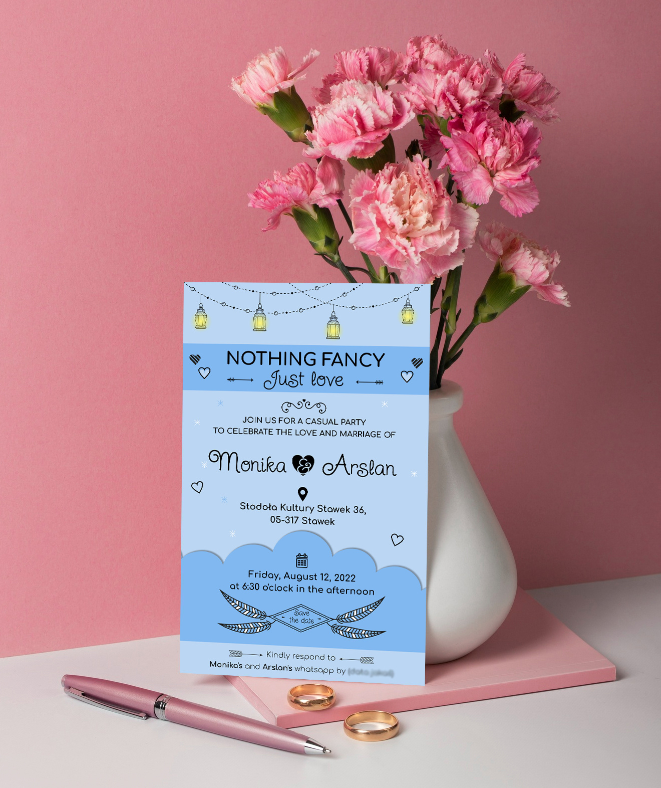 Wedding invitation for Monika and Arslan.