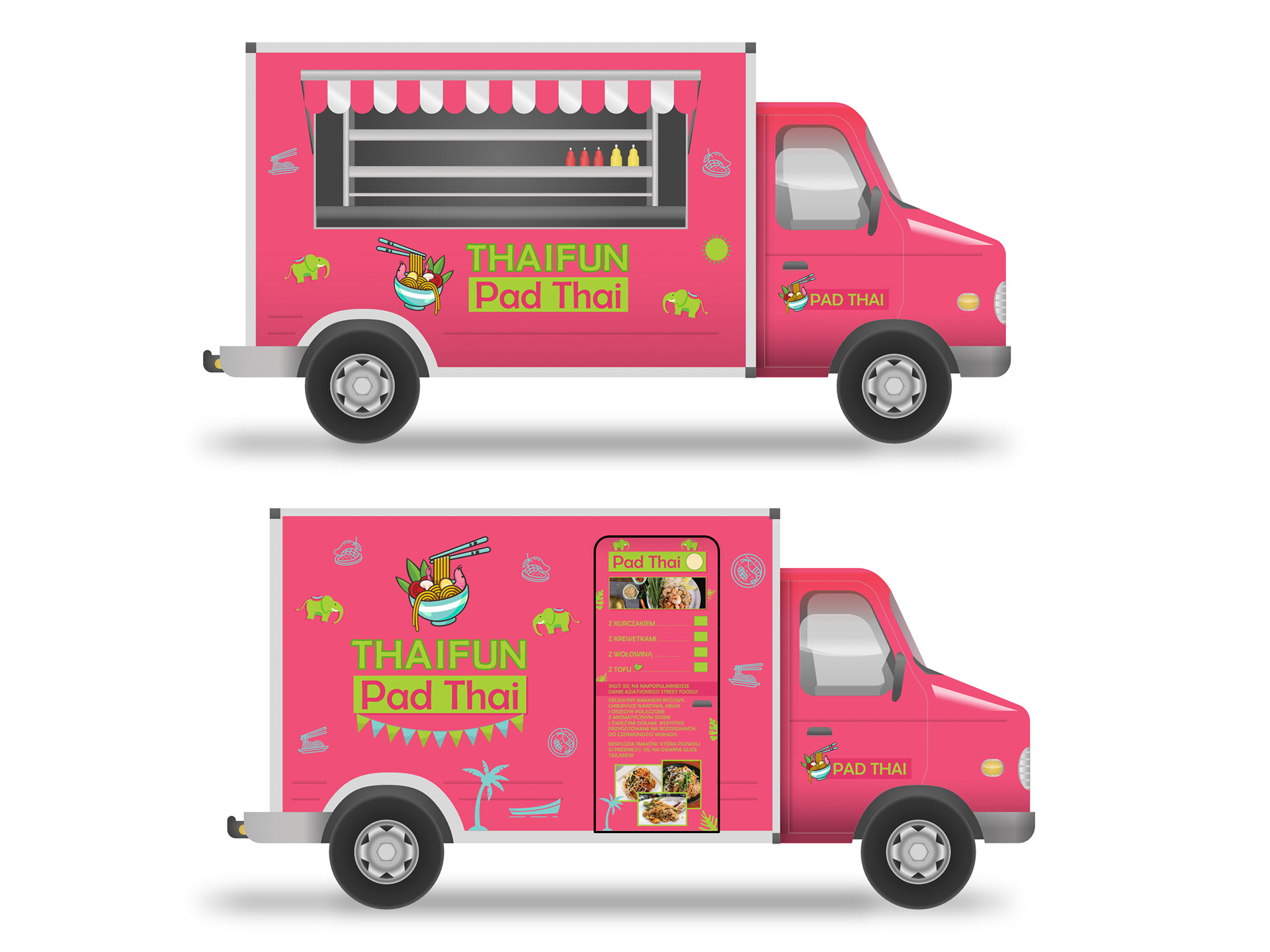 Design for wrapping a food truck with Thai food