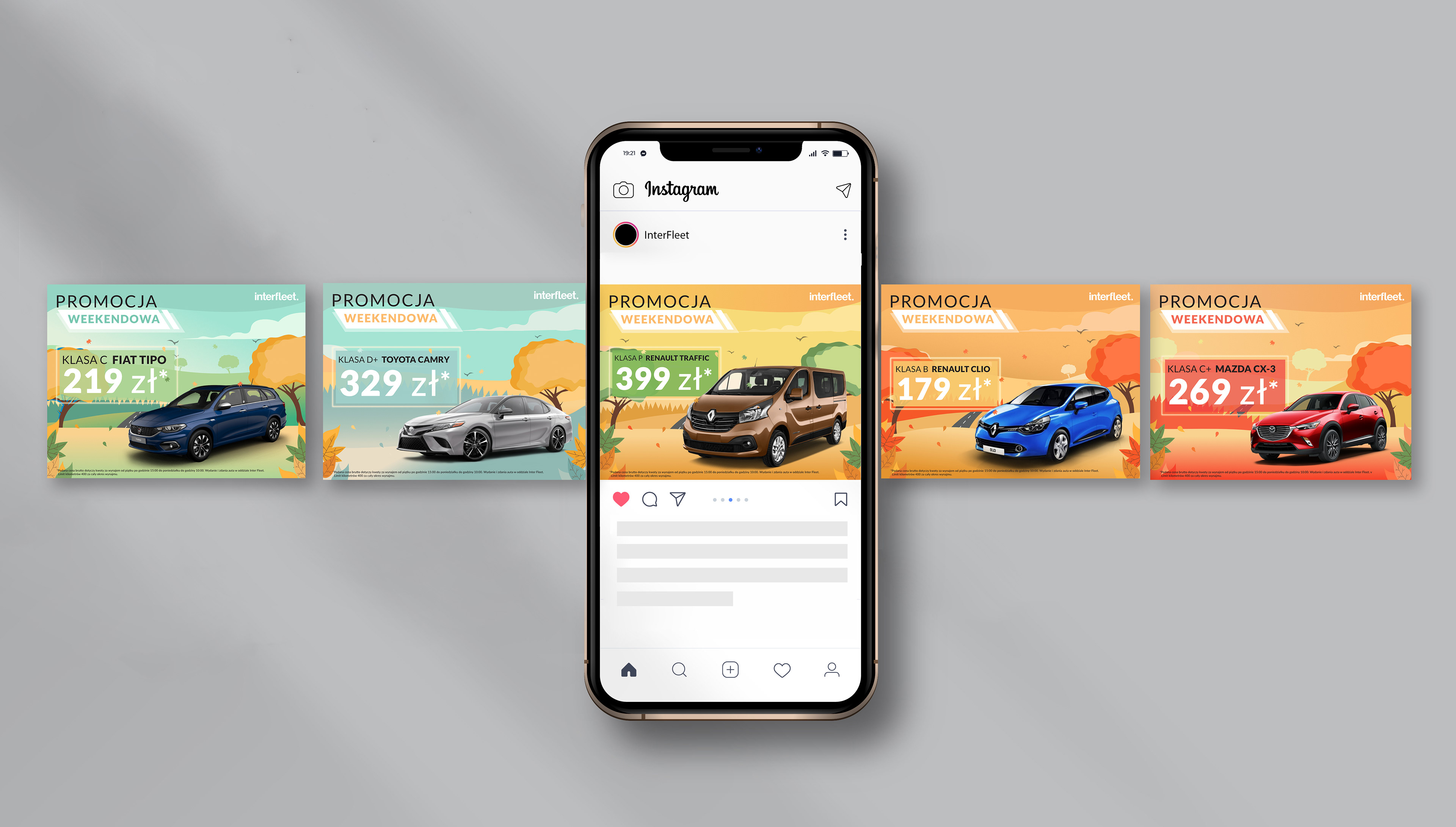 Graphic designed for "Inter Fleet," specializing in car rentals.