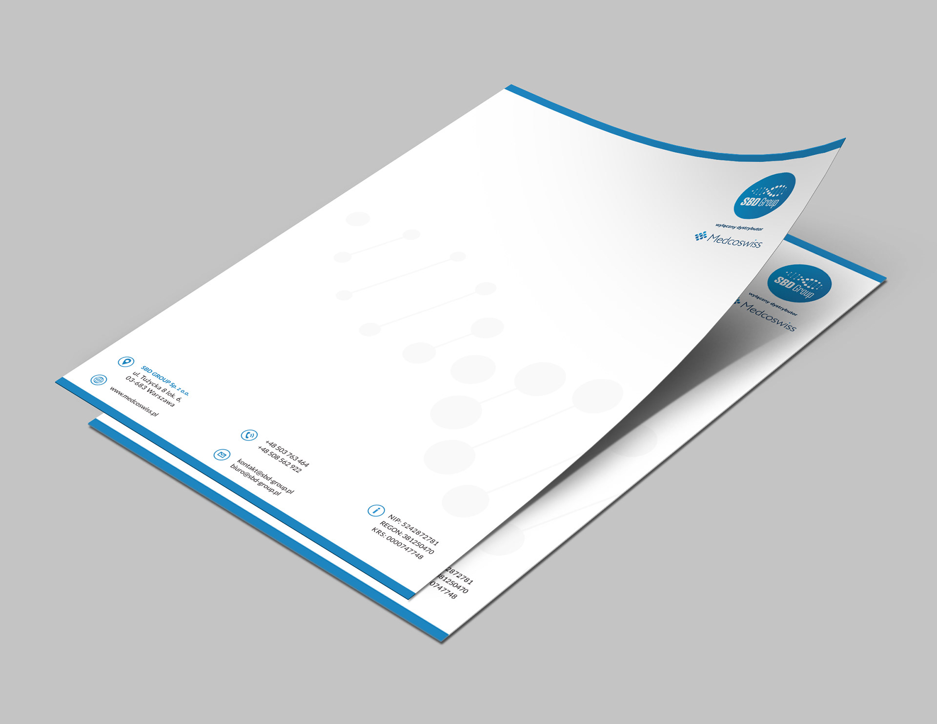 Letterhead for "SBD Group," specializing in the sale of laboratory equipment.