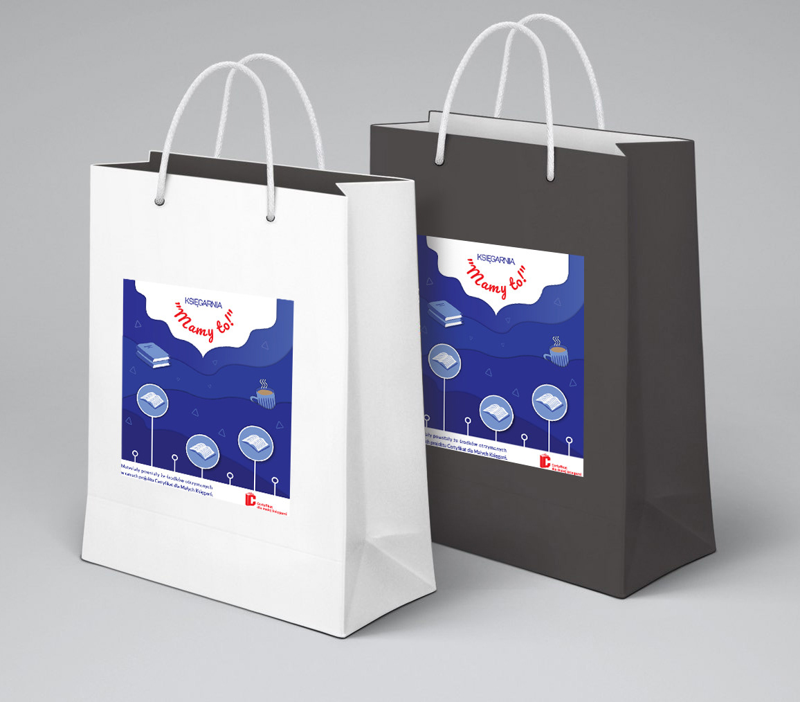 Design for paper bags graphics for "Mamy to!" bookstore.
