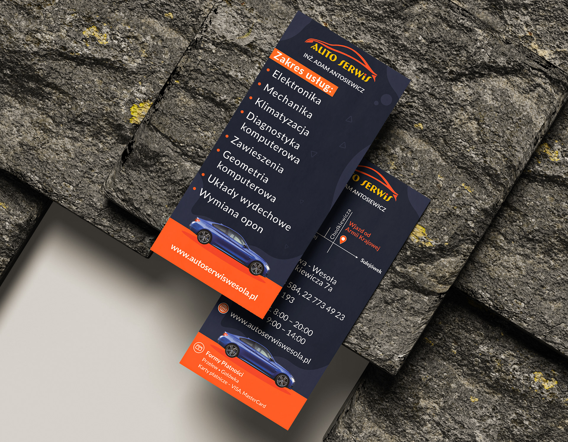 A flyer created for the company "Auto Serwis."