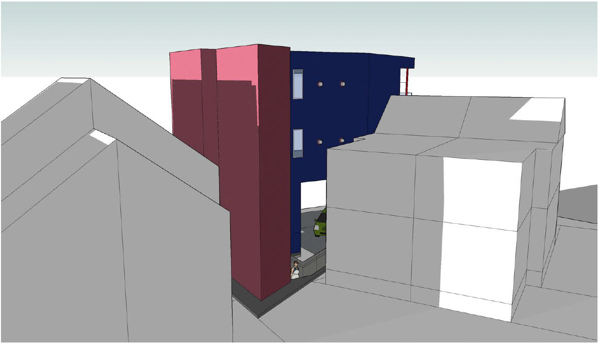 From the rear showing ramp to entrance
