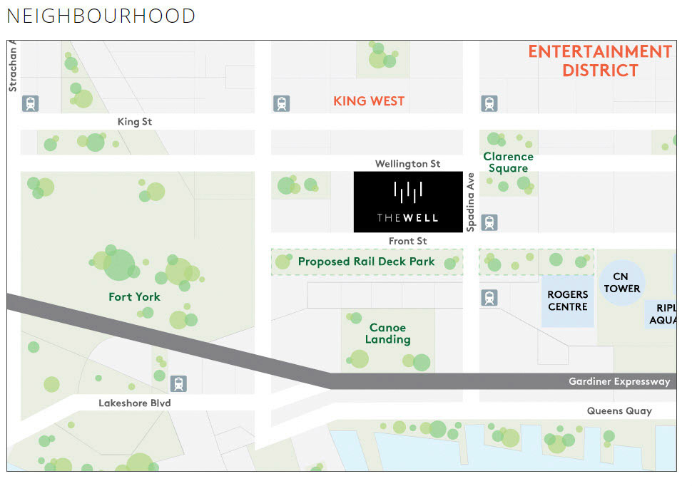The Well Construction Site, Wellington Street, west of Spadina Avenue and surrounding parkland