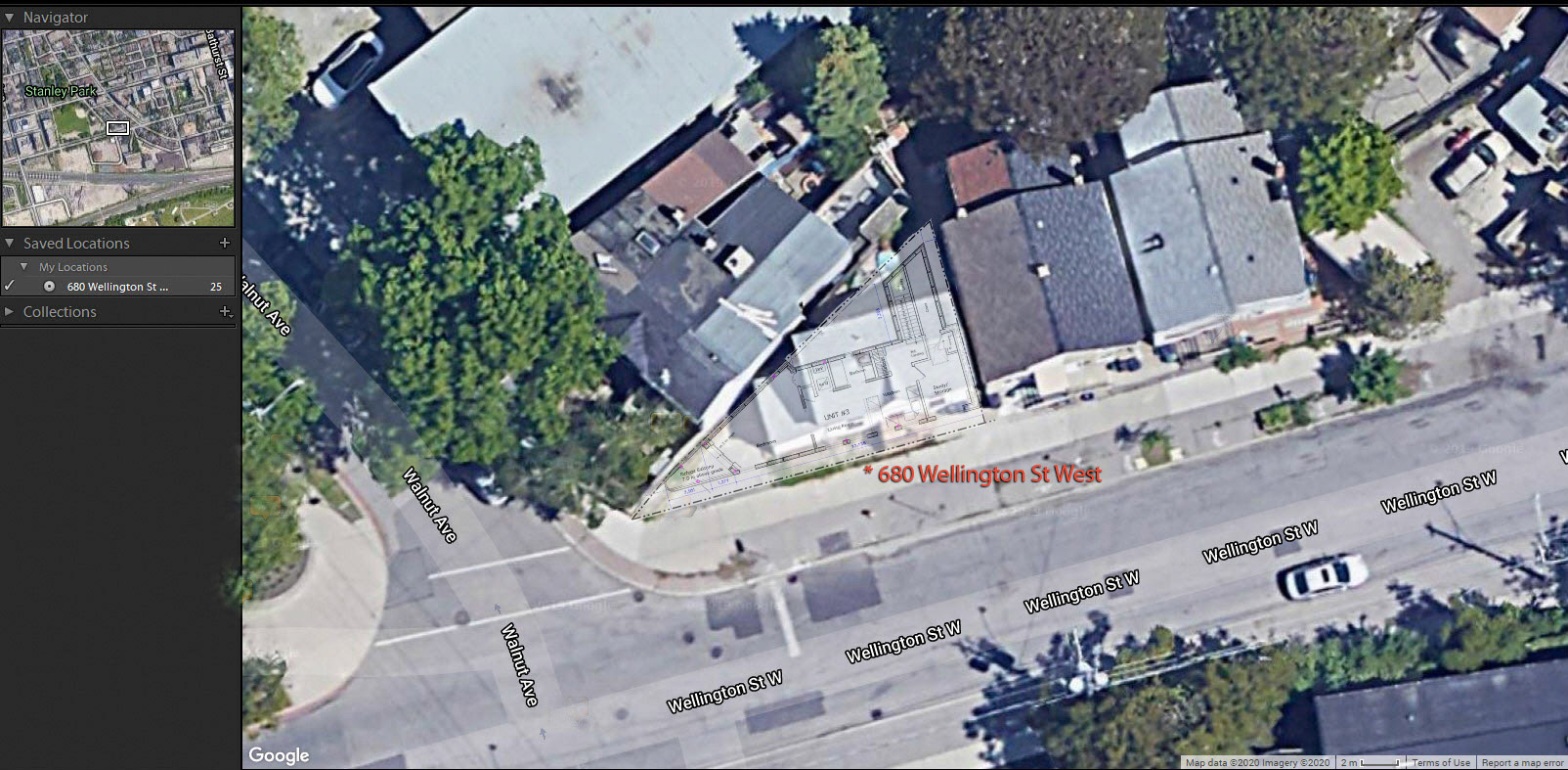 680 Wellington - 500' level - plan overlay