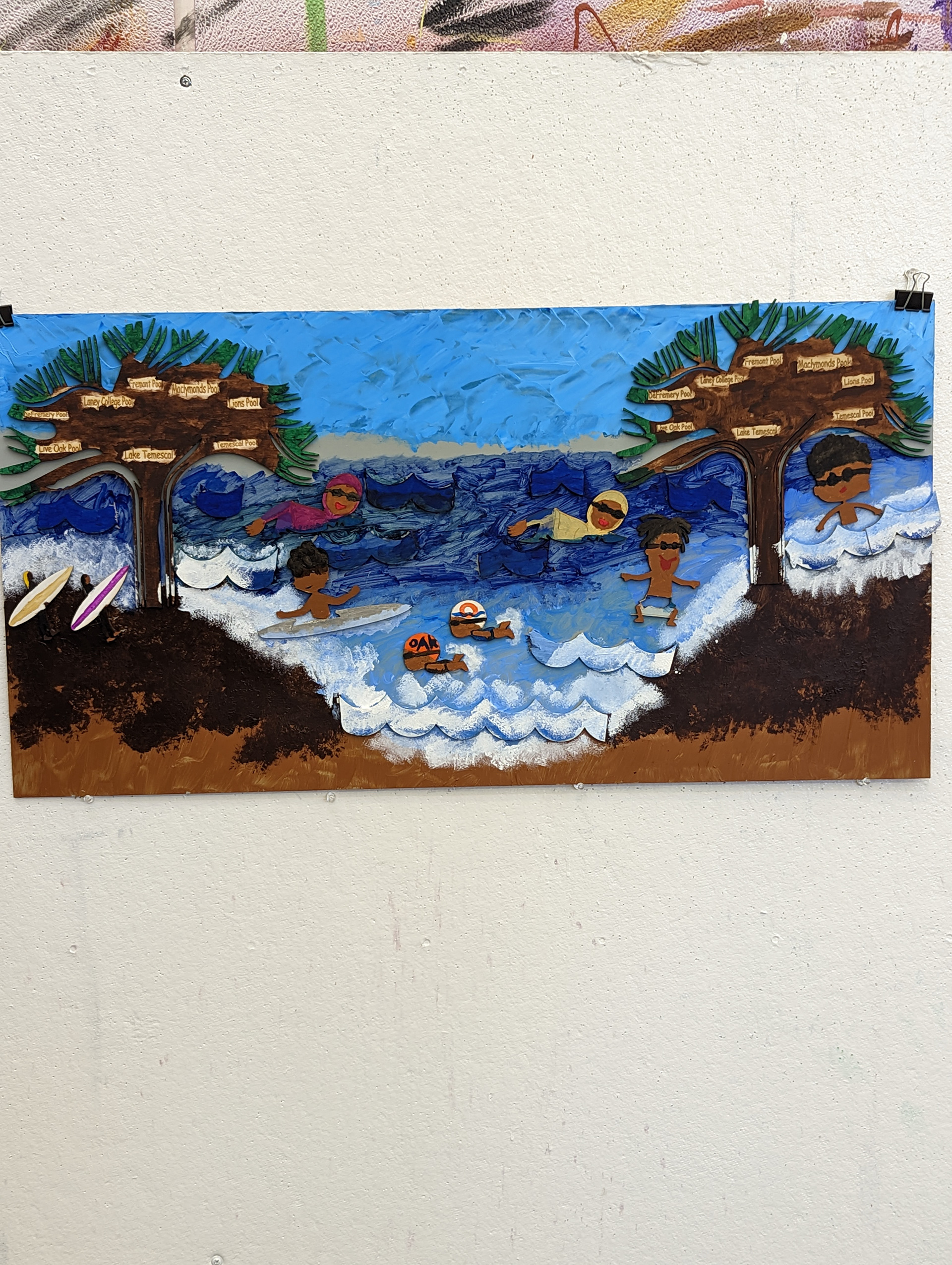 Black swimmers of Oakland mockette, MDF, 2022-23
