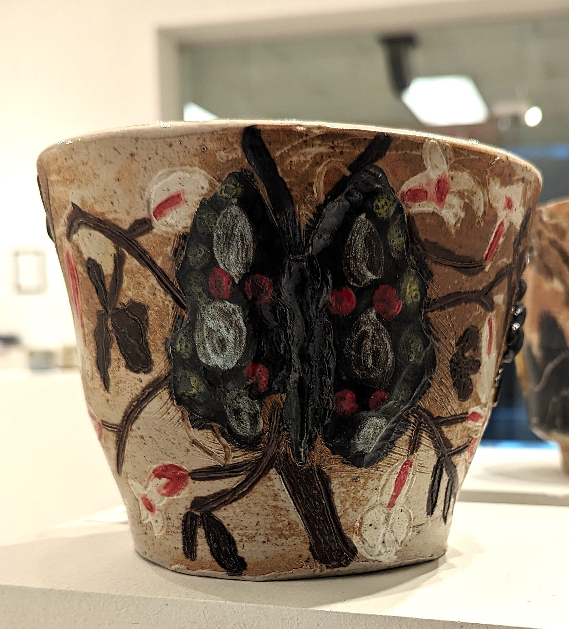 sculpted flower pot series Stoneware, Underglaze  Dimensions unknown Feb 2024