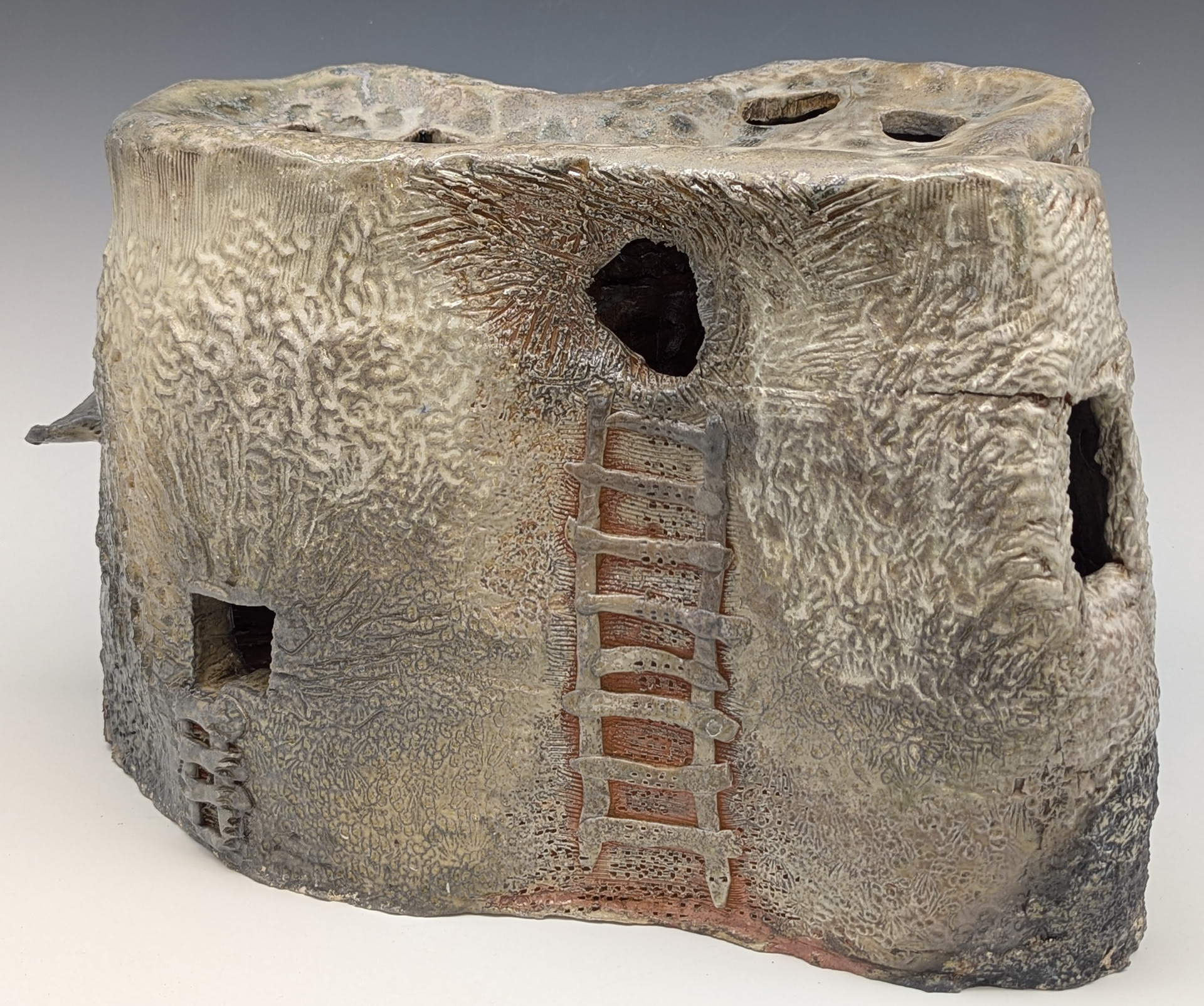 Sand Castle, Wood fire Stoneware, 9.5 in x 10in