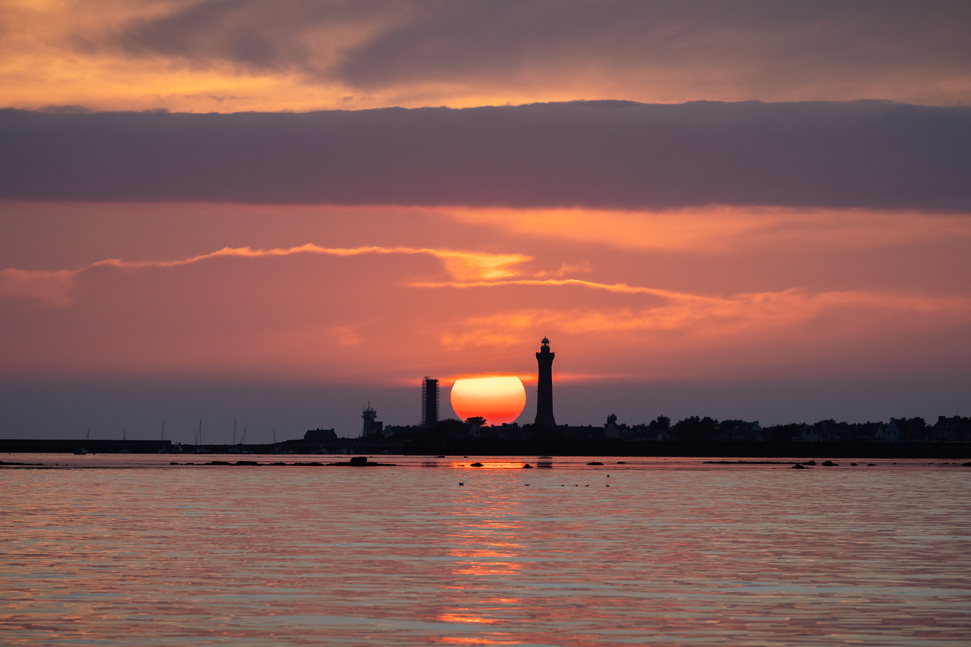 Catching the sunset as we make landfall in Brittany, France