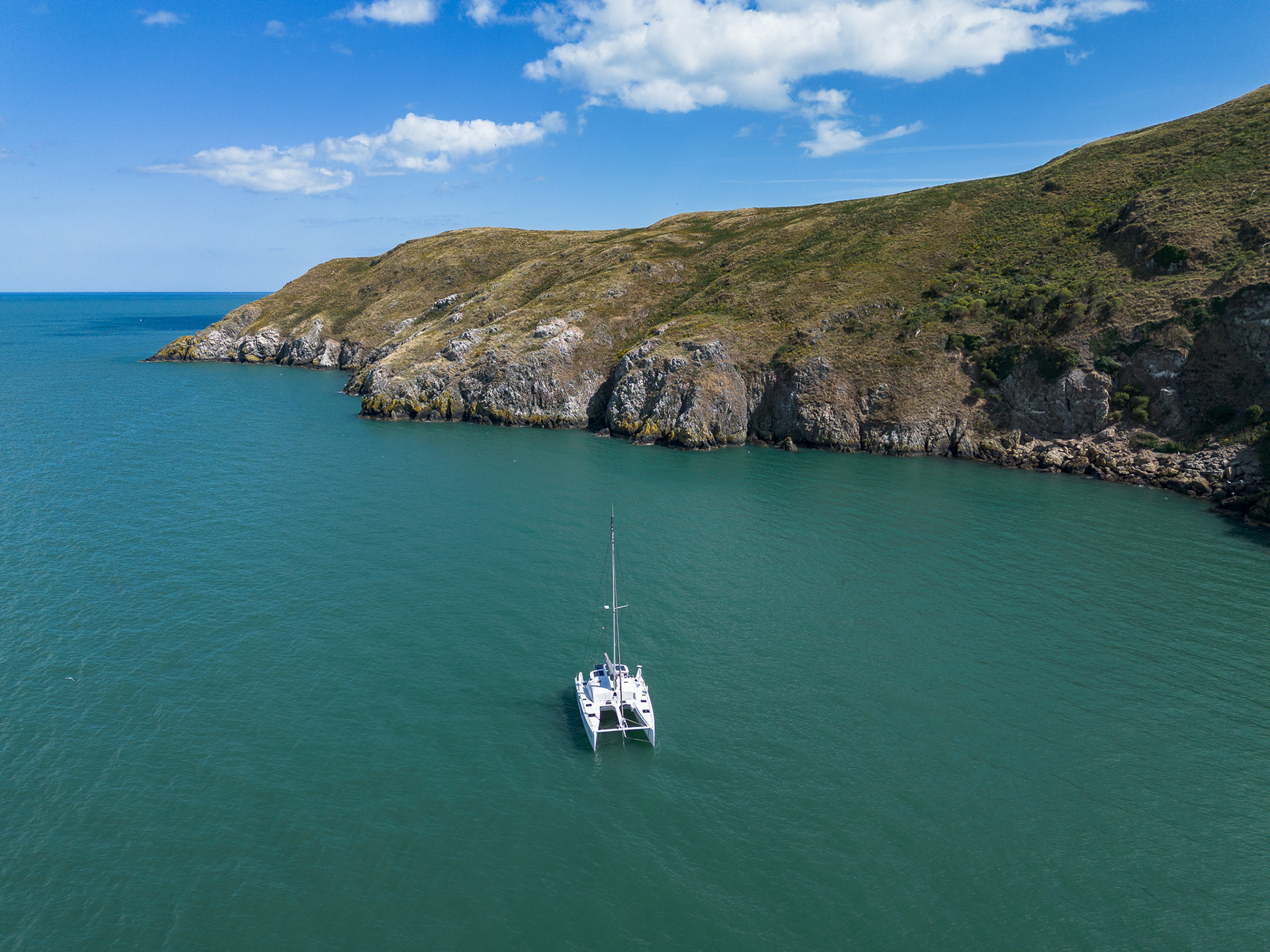 Anchored behind Lambay Island, in the shelter from the wind and waves around