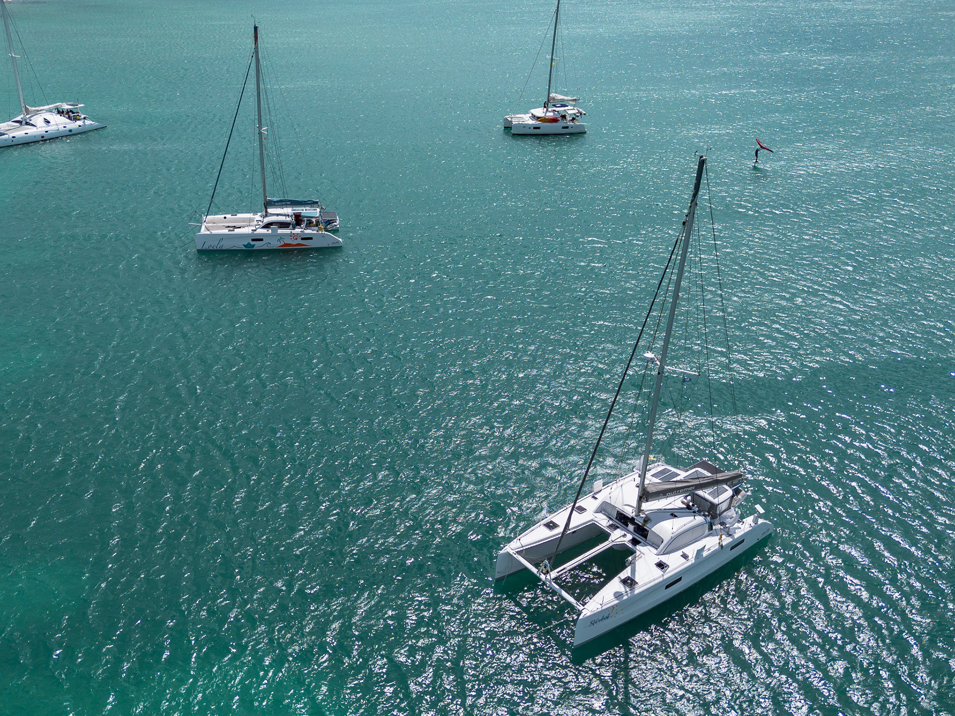 Enjoying some vivid green waters while anchored out for the weekend
