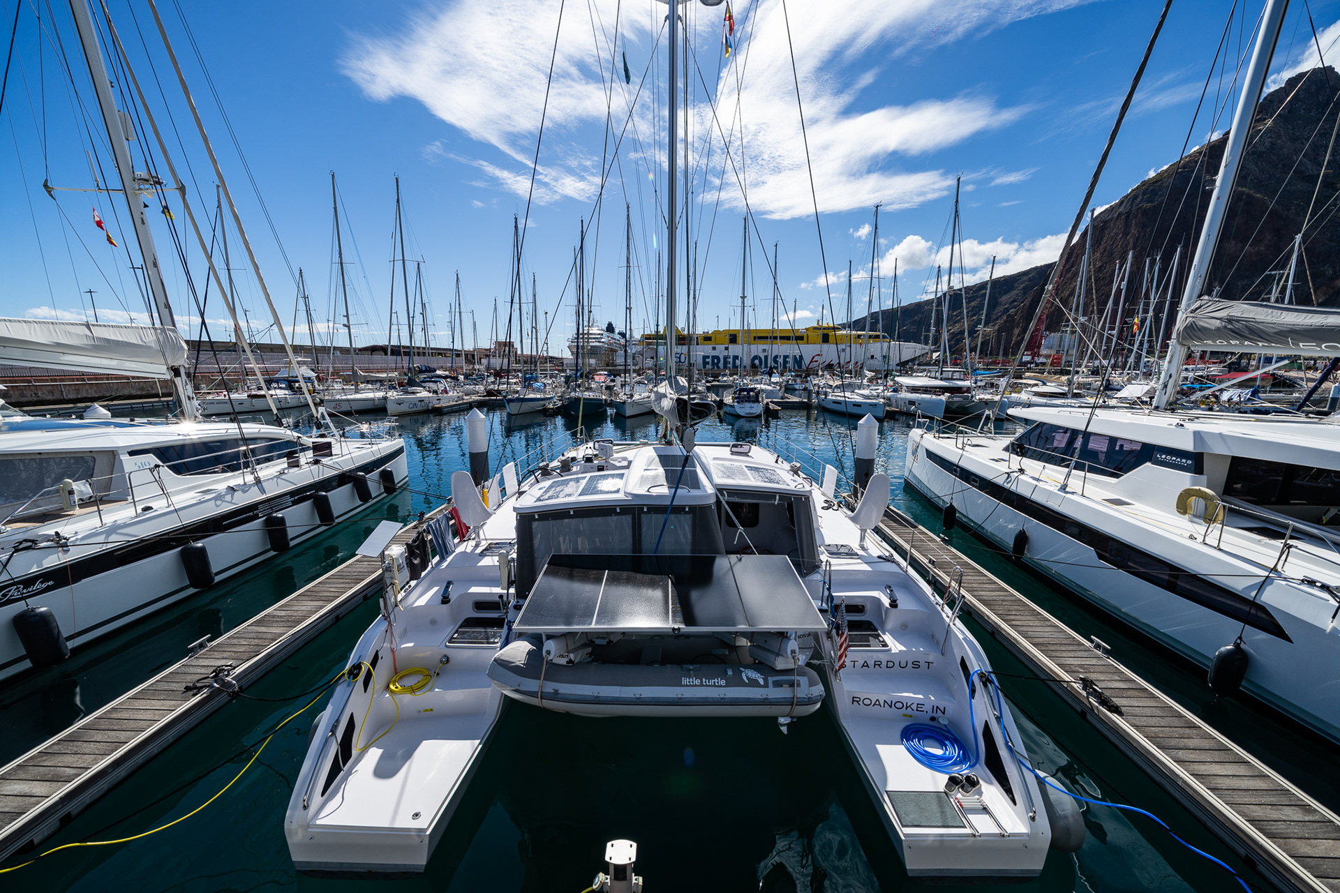 Stardust sitting quietly at the dock in Santa Cruz de La Palma