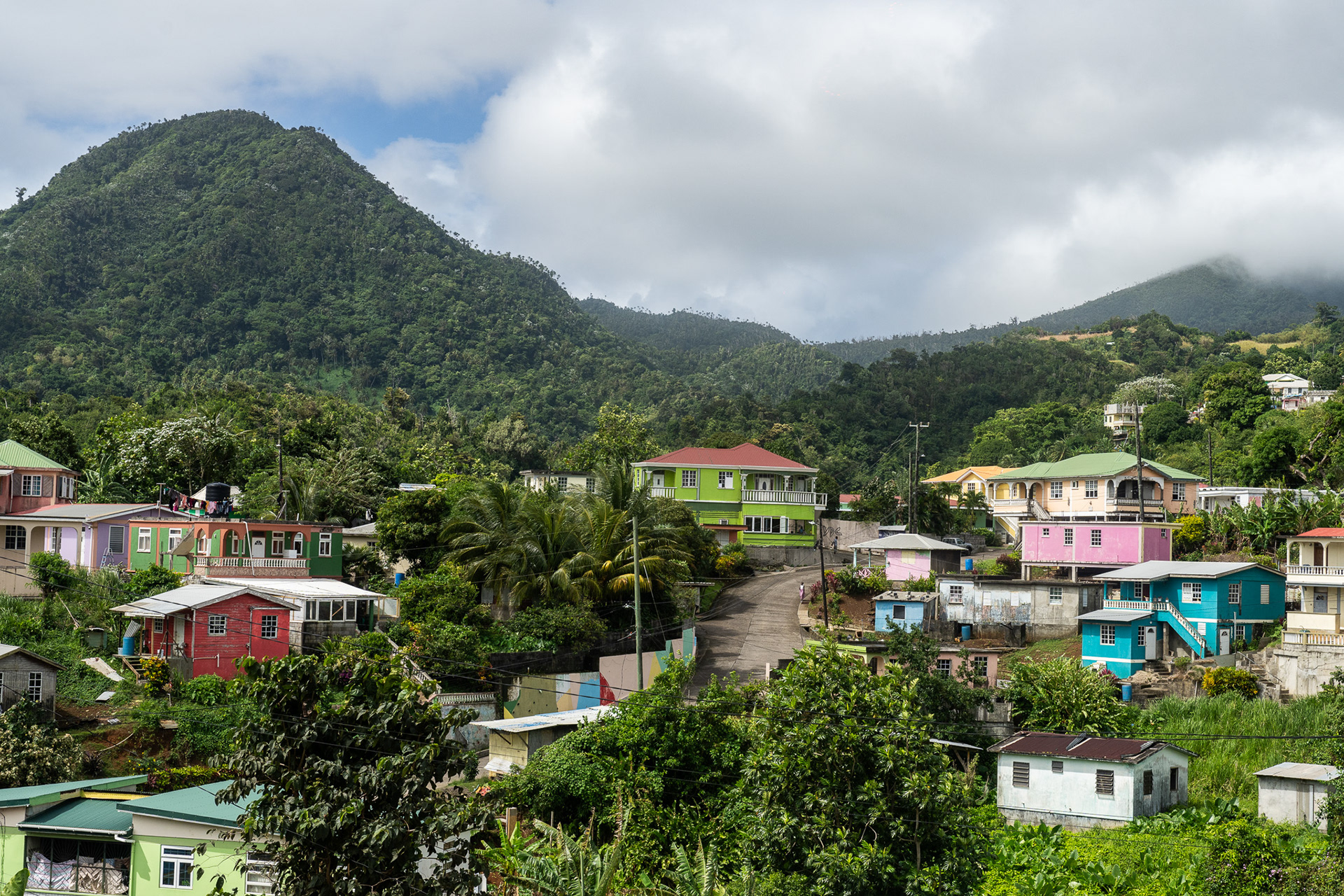 Many towns in Dominica are like this one - small and winding along a mountainside