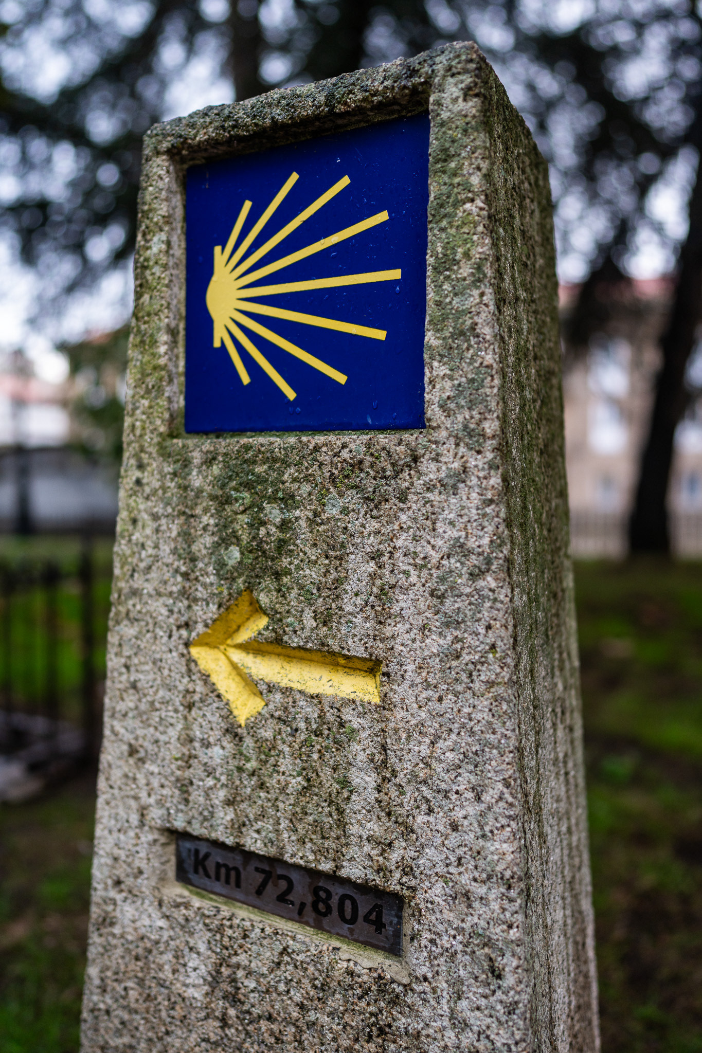 Spain is famous for its Camino de Santiago. Here, a pillar points travelers on their way to Santiago de Compostela