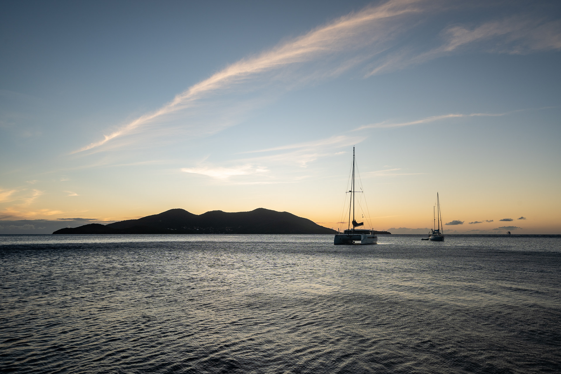 Spectacular sunsets were the usual while moored at the islet