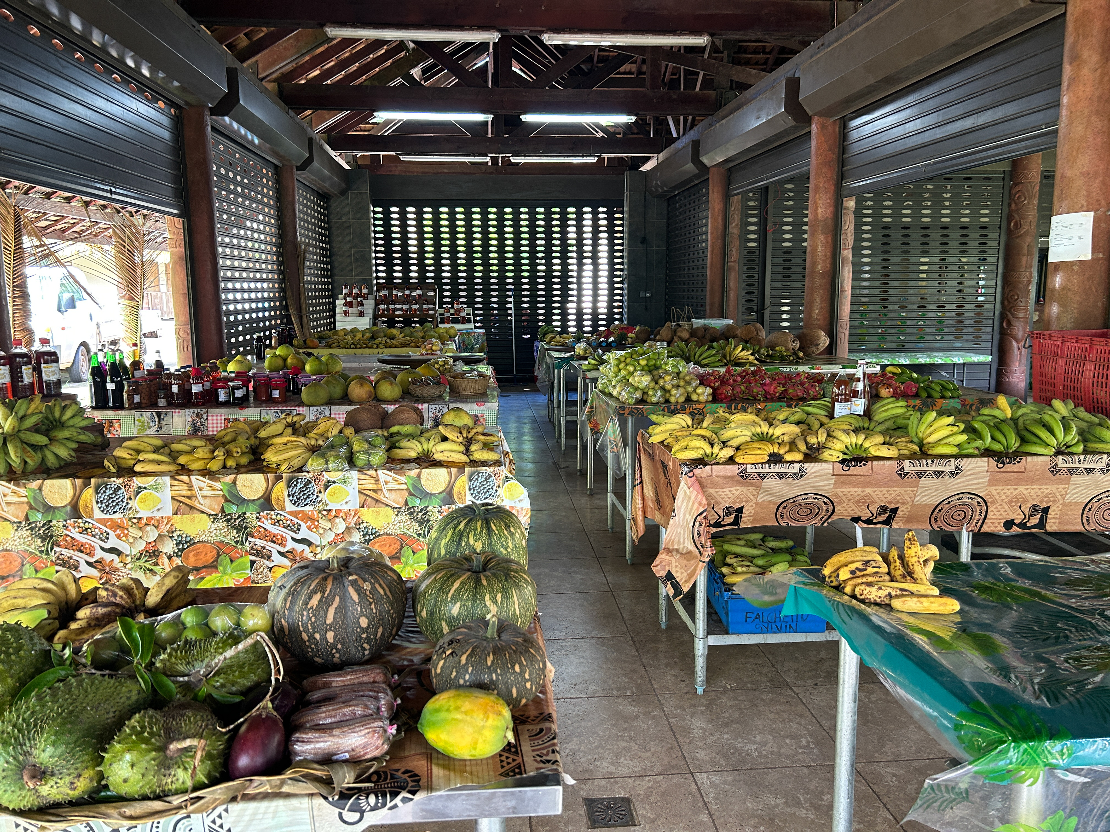 Visiting the local market with a vast array of fresh, local produce