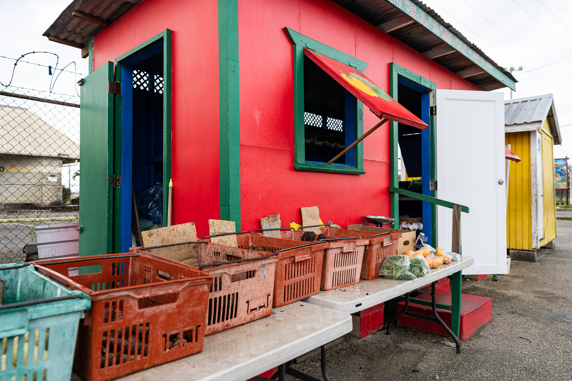 One of many stalls on the side of the street selling various produce