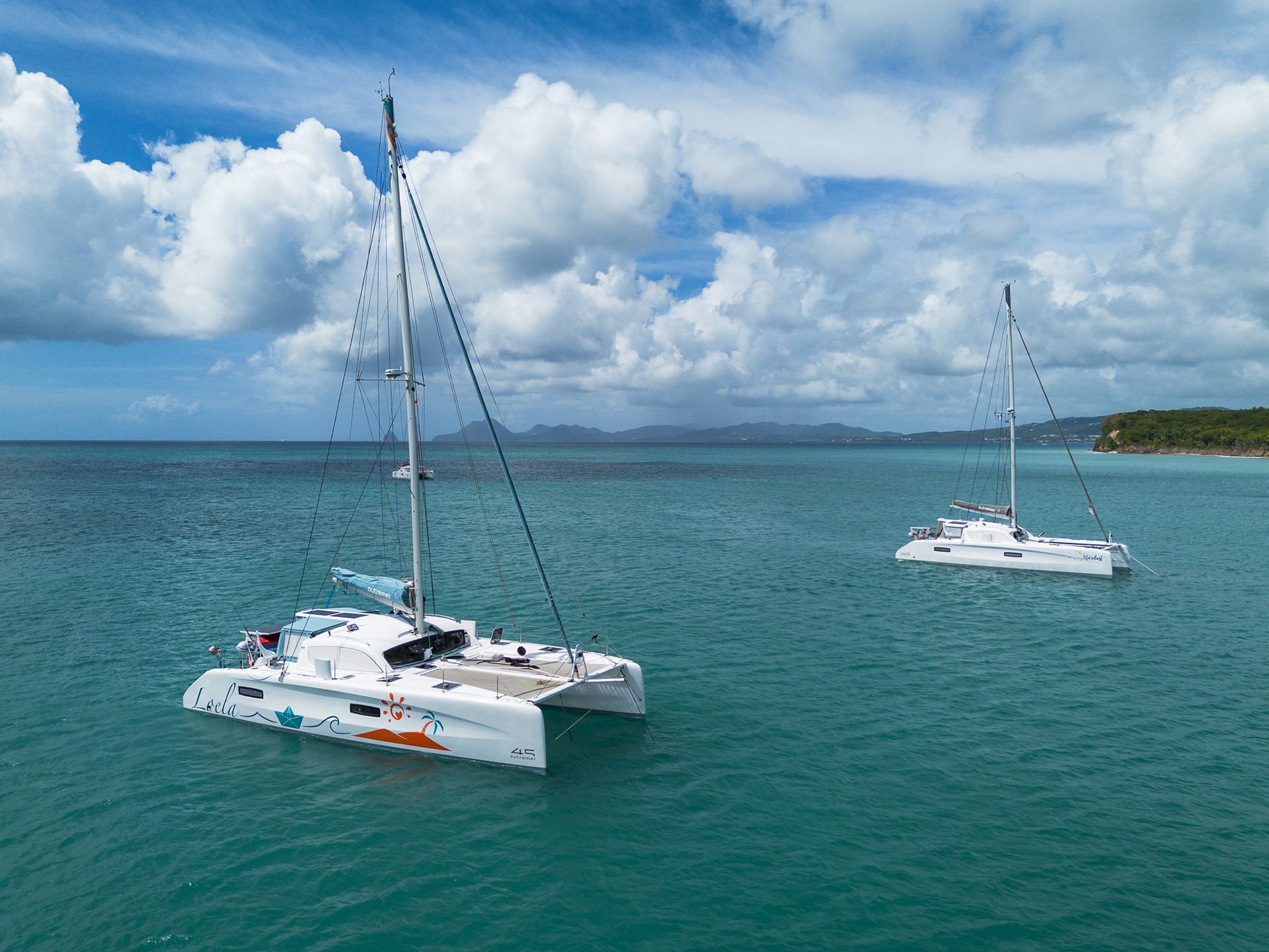 Outremer 45 #90 Loela floats besides her #89 sister Stardust
