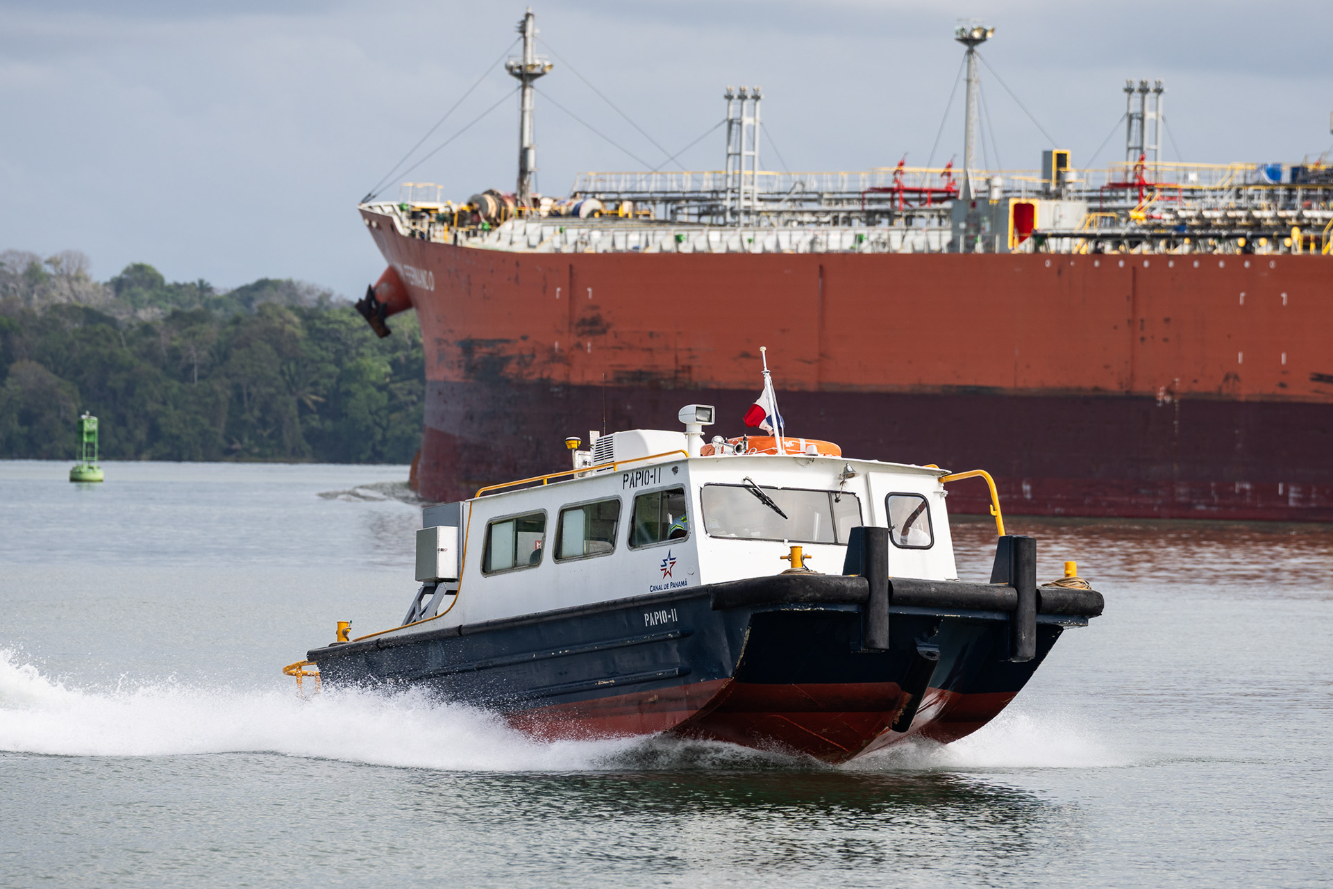 One of the dozens of pilot boats, ferrying pilots and advisors between ships and shore