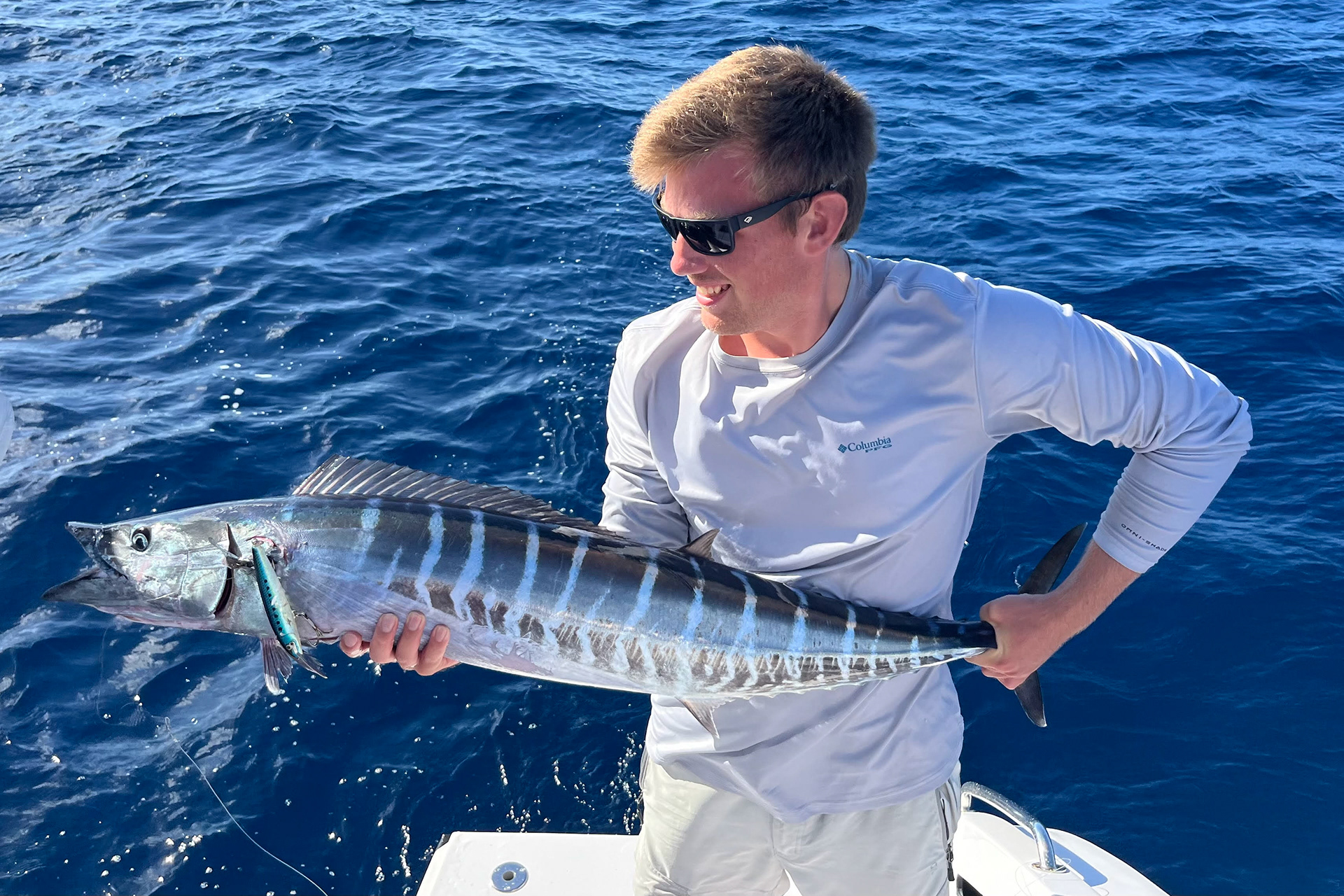 A few weeks of unnoteworthy fishing around Guadeloupe was countered with this powerful Wahoo, caught just as we were getting close to our anchorage for the night near Fond Boucher, Martinique. Dinner secured!