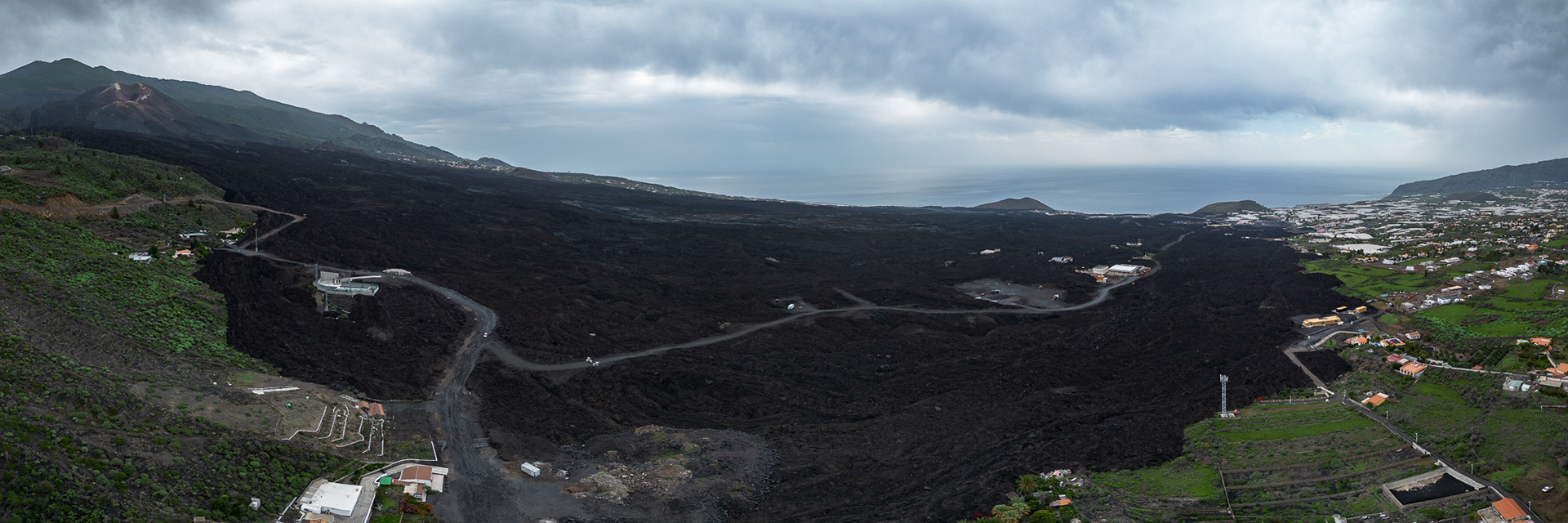 The expansive destruction from the lava flow of the 2021 eruption of Cumbre Vieja on La Palma's western coast