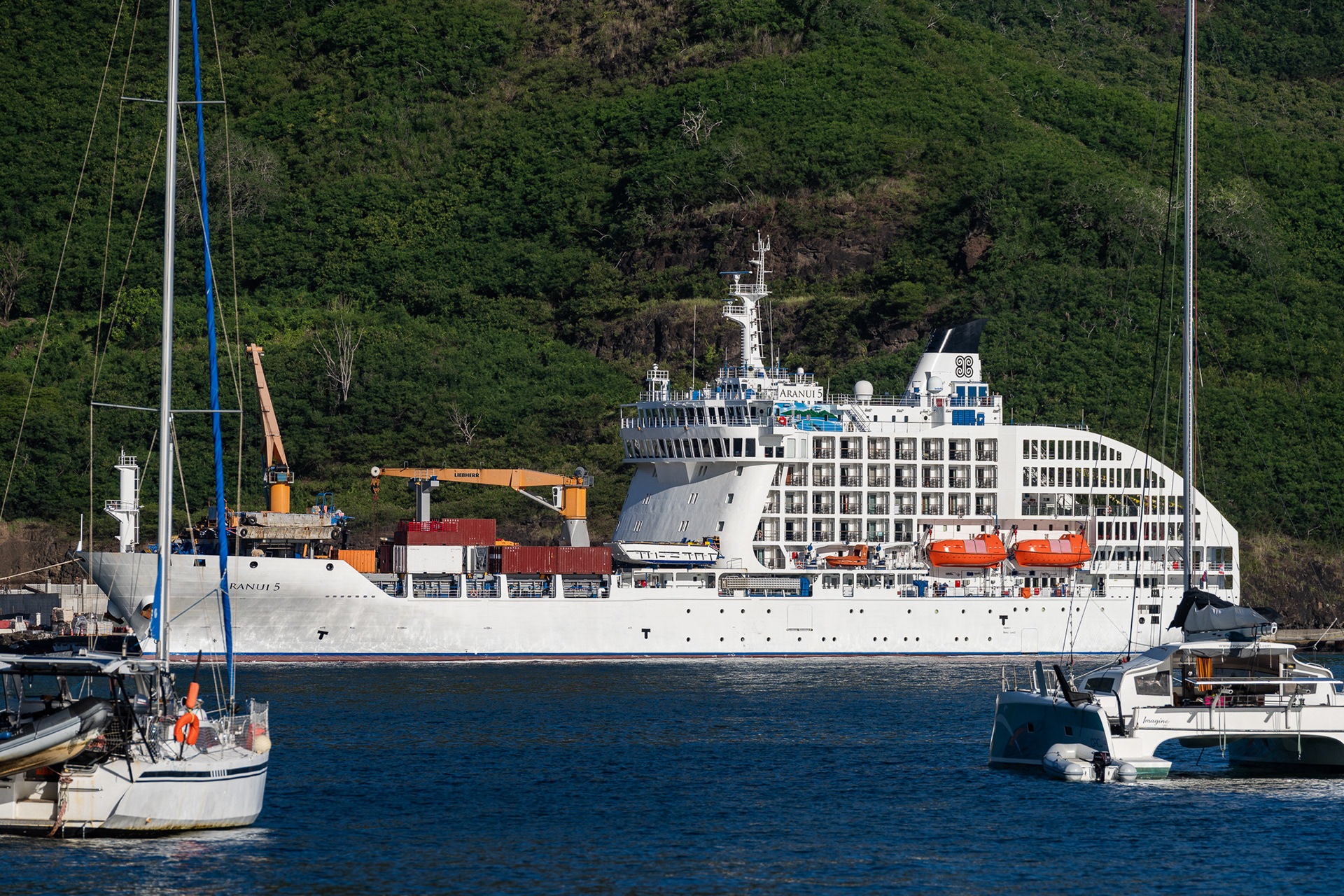 The supply ship stops in Taiohae every two weeks, and works in tandem as a cruise ship sharing French Polynesia’s beauty with travelers