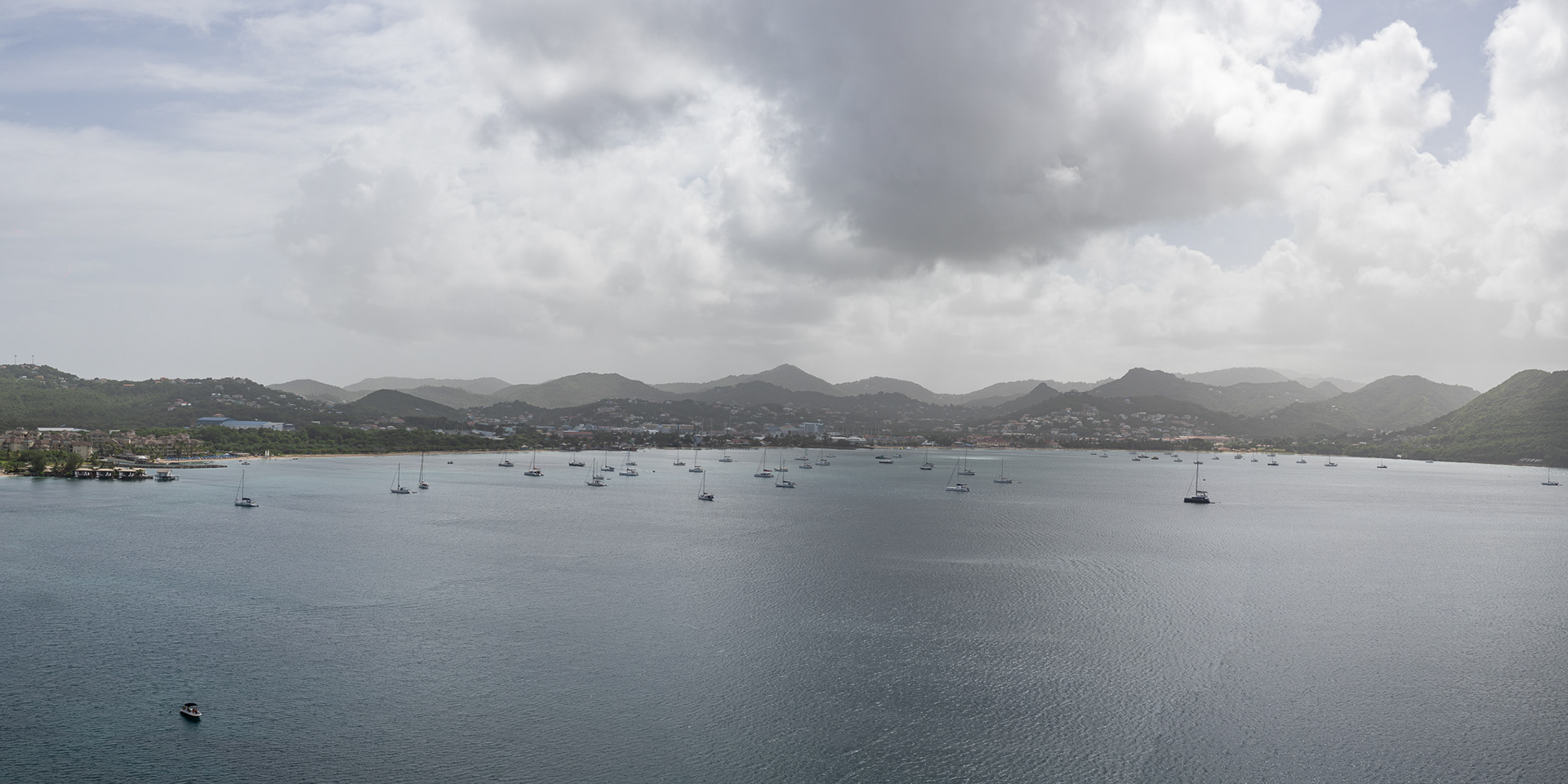 A wide view of Rodney Bay, St. Lucia