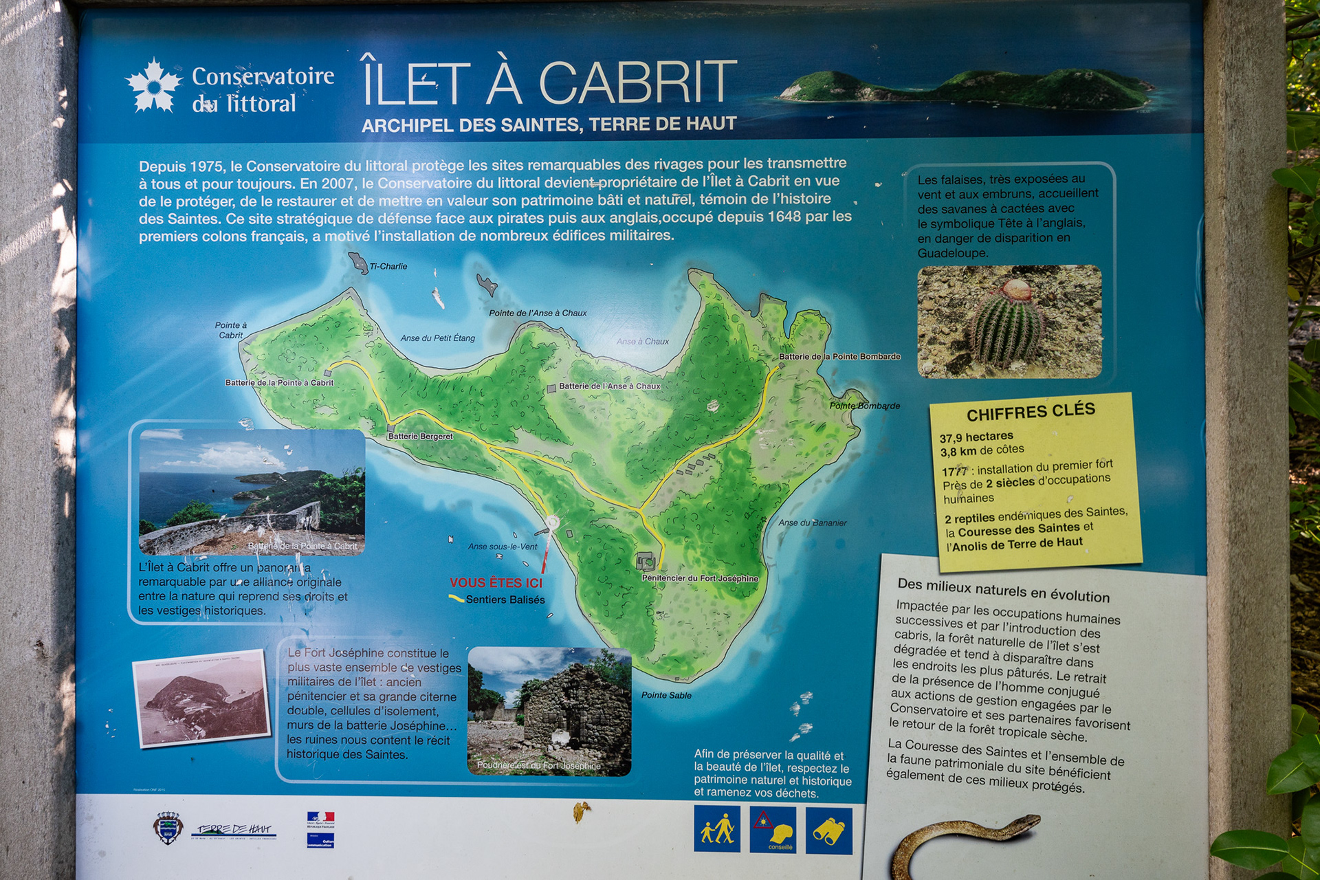 Translated to Islet of the goats, this now-uninhabited island provides spectacular views of Les Saintes, Guadeloupe