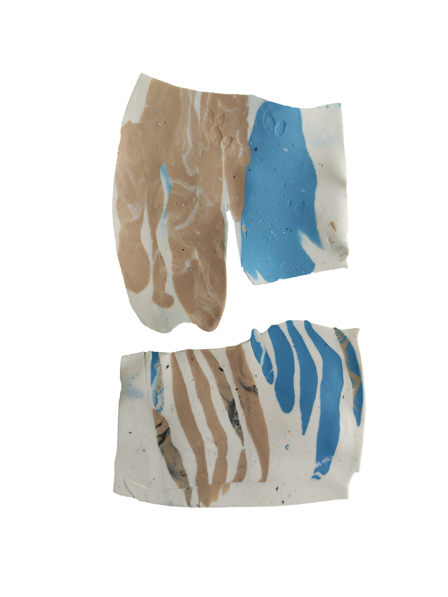 Piece (1, 2), 2024 (Porcelain, pigments: 13x11x0,5 cm, 13,5x13x1,5 cm)