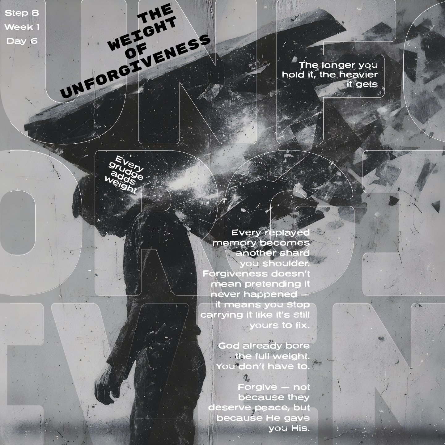Forgiveness isn’t soft — it’s surrender.  You’re not weak for letting go.   You’re just done being crushed by something God already carried.