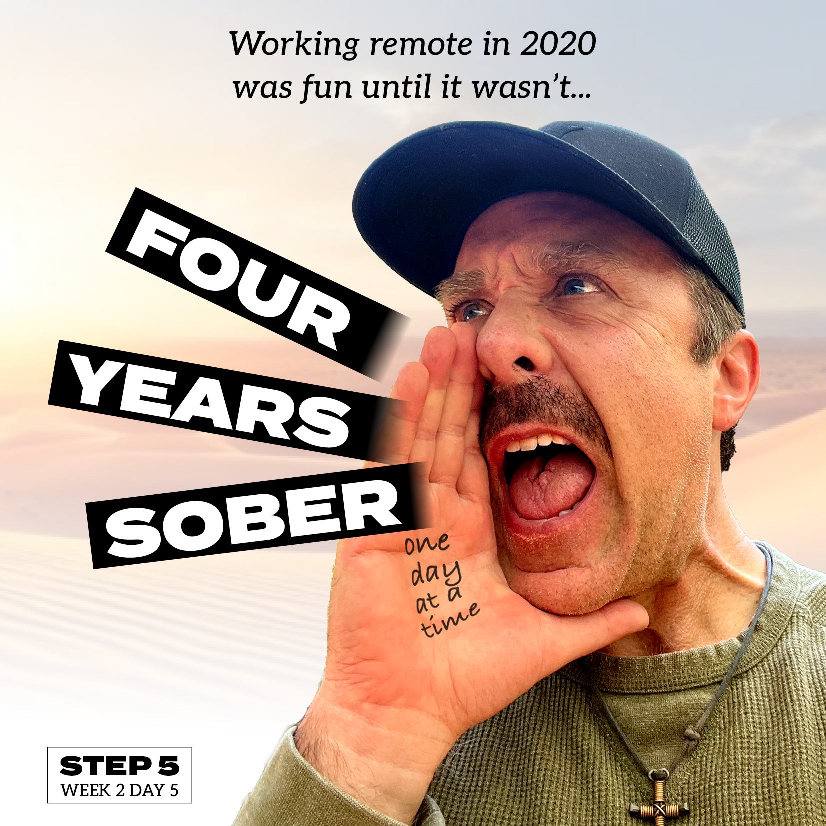 FOUR YEARS SOBER 🙌 One day at a time. Step 5 reminds us: healing comes when we confess, not conceal. What was once hidden nearly destroyed me—today, I shout freedom. Recovery is possible. We DO recover.