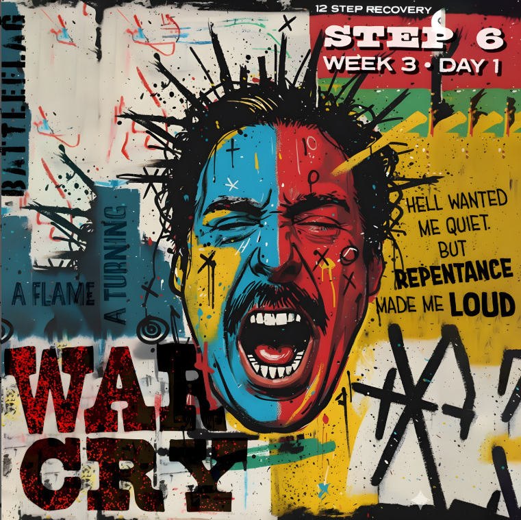 Repentance isn’t weakness—it’s war. Hell wanted me quiet. Recovery made me loud. Every cry, a turning. Every flame, a testimony. This is my banner: healing, sobriety, freedom. A war cry against addiction. A flag of surrender that became strength.