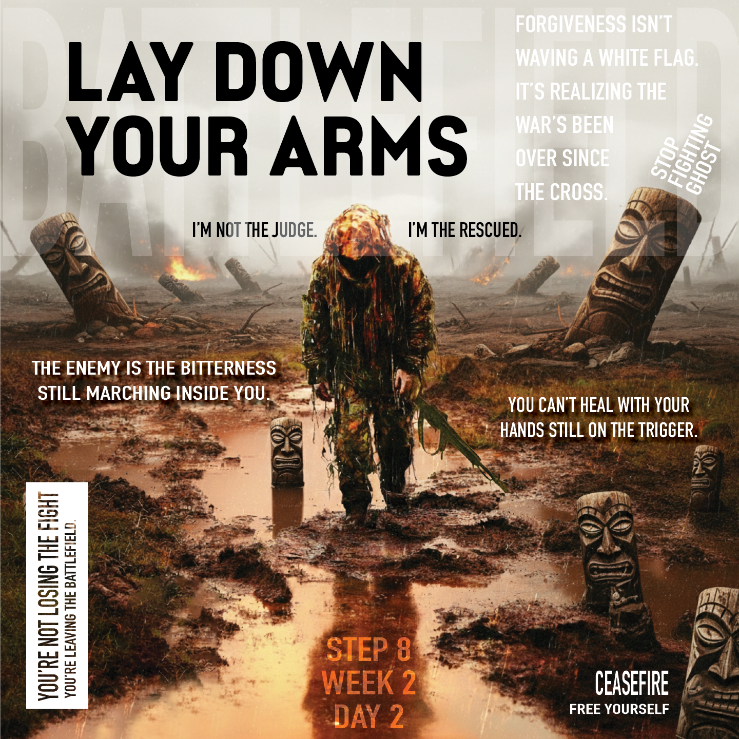 Lay down your arms. You don’t need to fight what God’s already finished. Forgiveness isn’t surrender — it’s freedom.