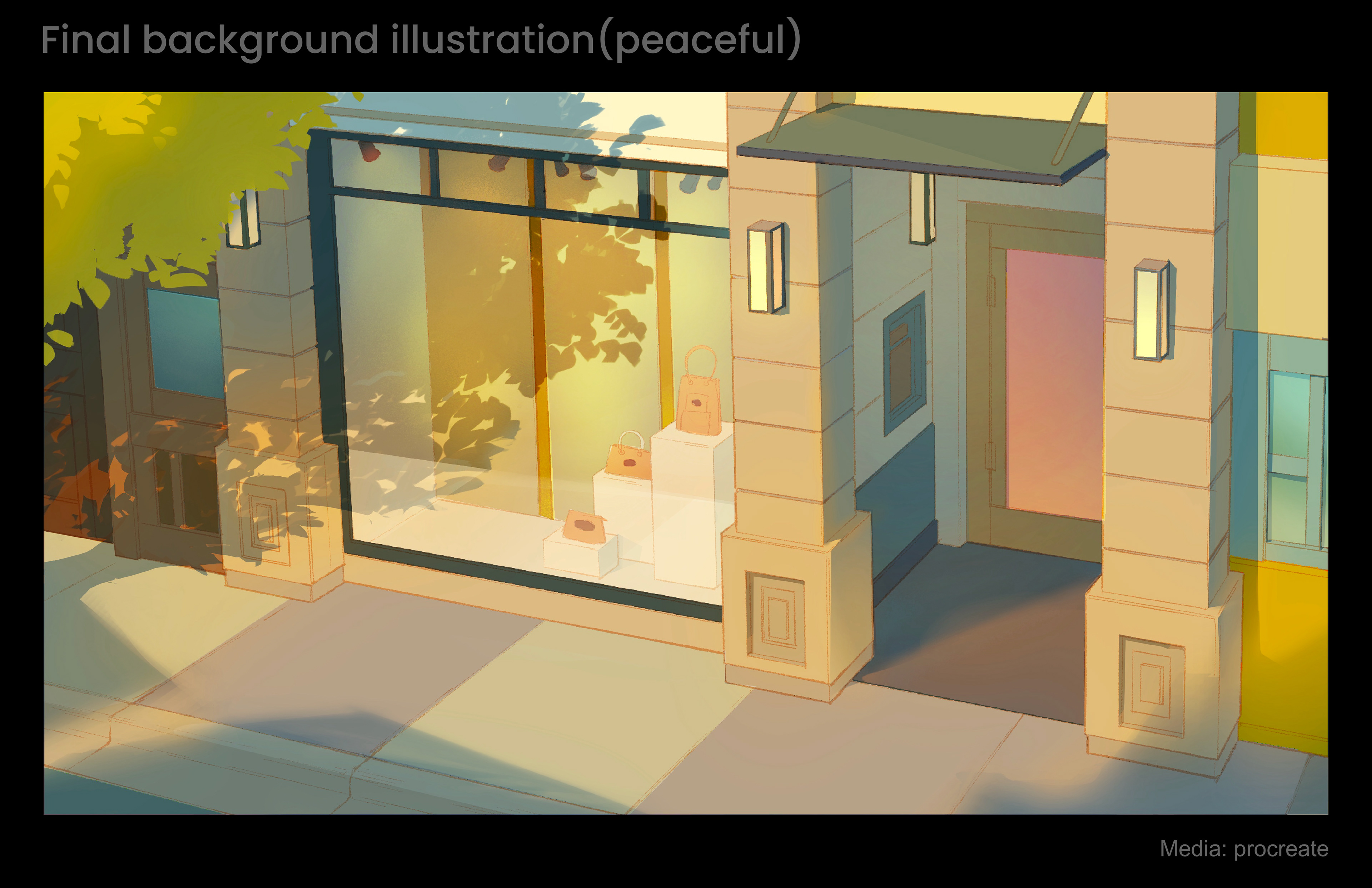 ファッションショップ 背景イラスト(楽しい)、2025年、3時間、Procreate