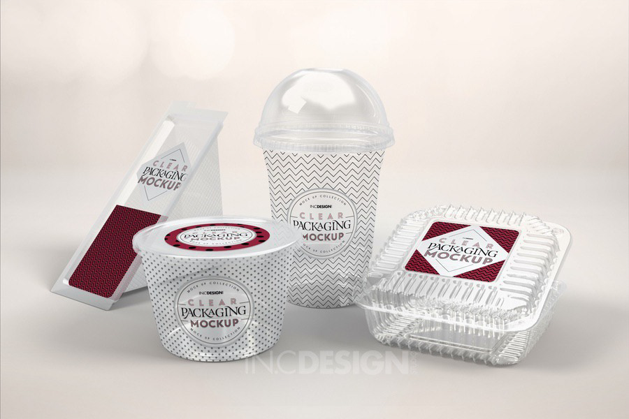 Vol.1: Clear Plastic Food Containers Packaging Mock Up Collection By INC  Design Studio