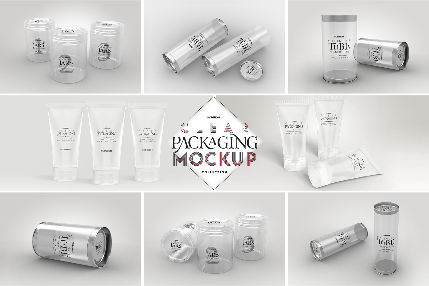 Vol.1: Clear Plastic Food Containers Packaging Mock Up Collection By INC  Design Studio