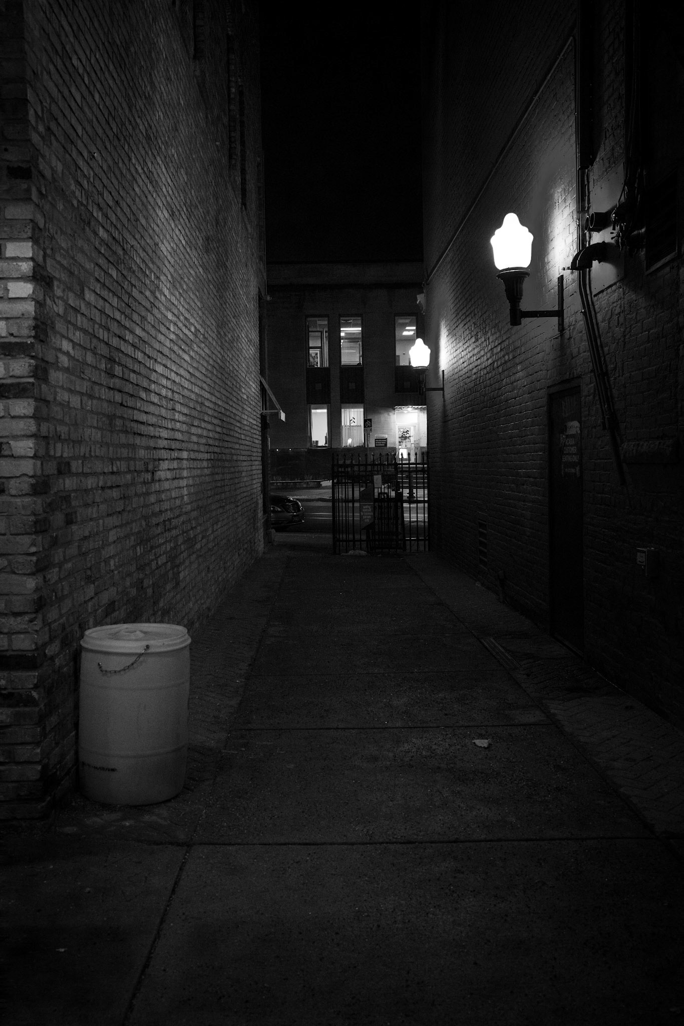 The entrance to the KFAI Radio station, halfway down a dime lit alley in St. Paul.