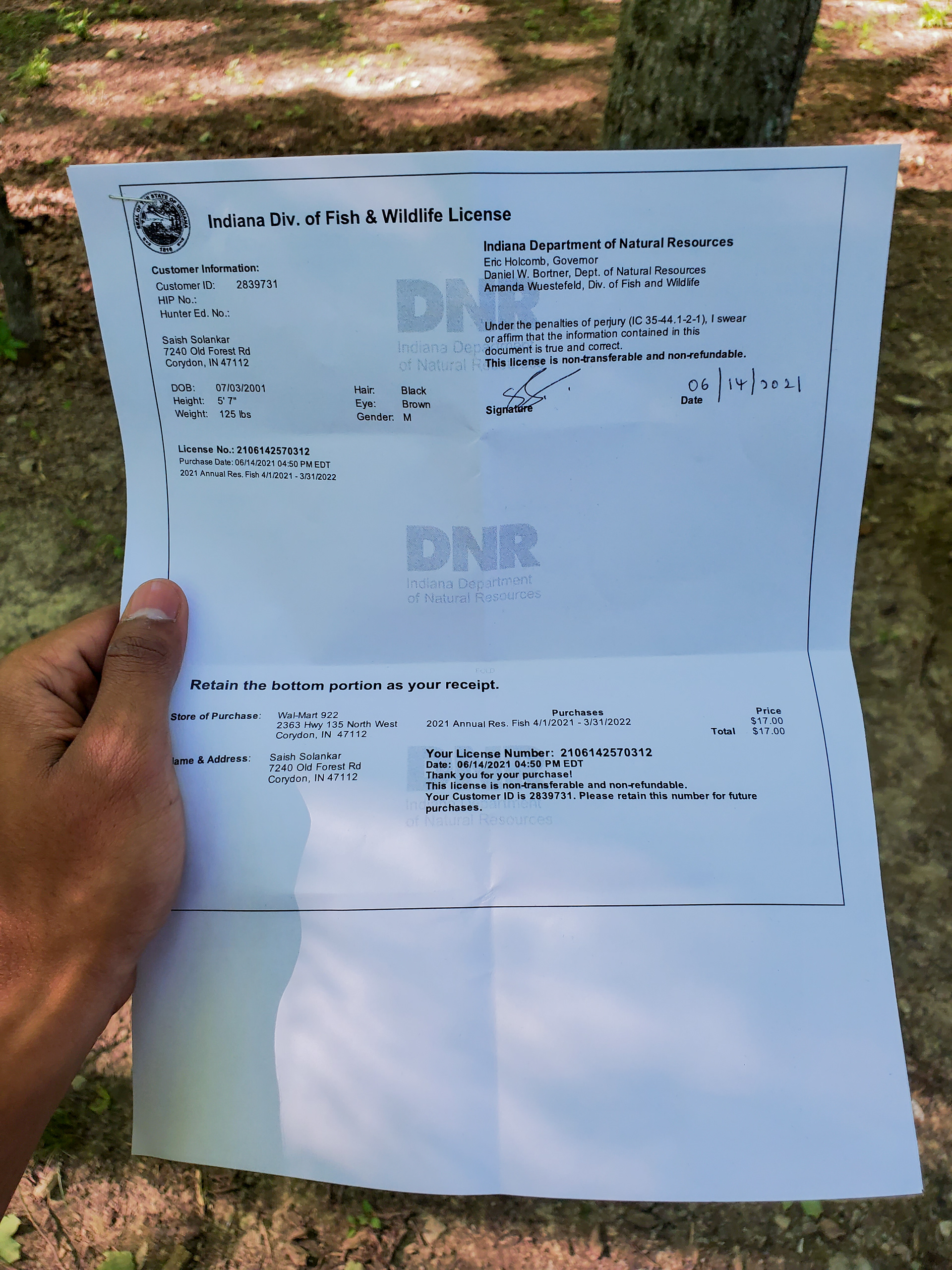 A frog-gigging license.