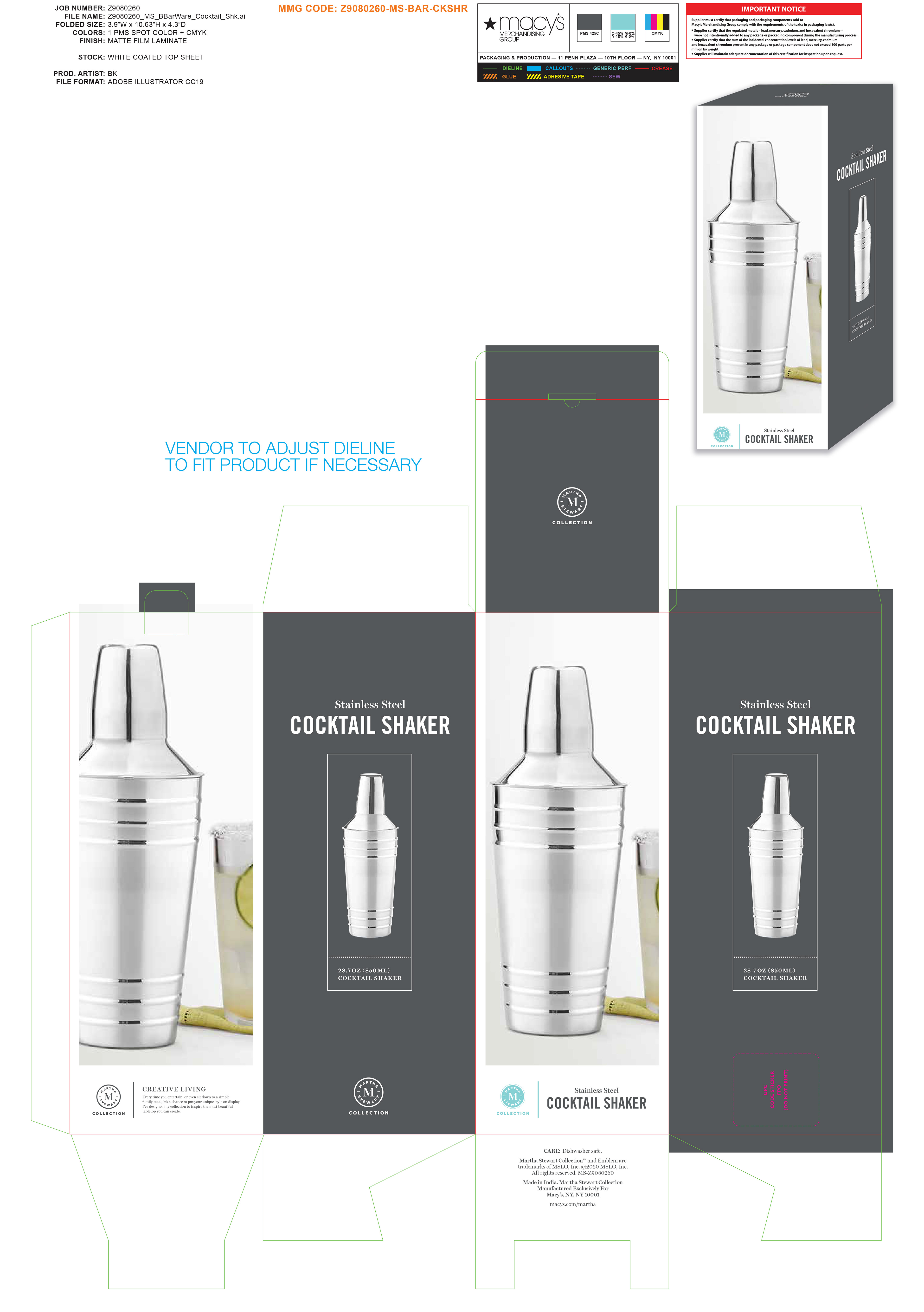 Martha Stewart Cocktail Shaker Packaging
