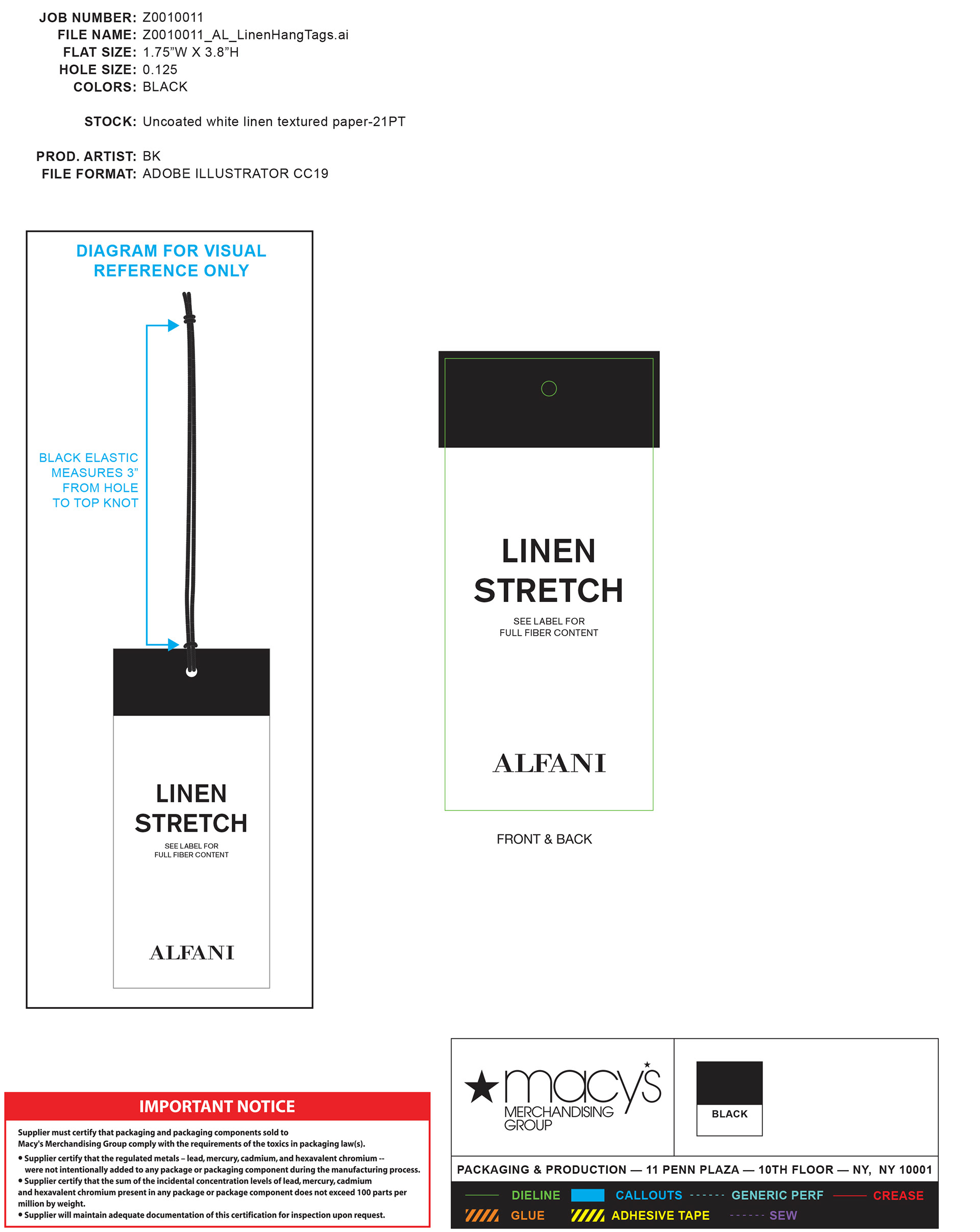 Alfani Hang Tags for Linen Stretch