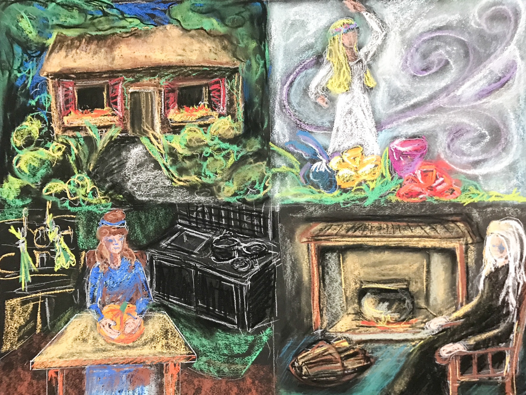 House of the Triple Goddess, Pastel on Paper, 18 x 24", 2018