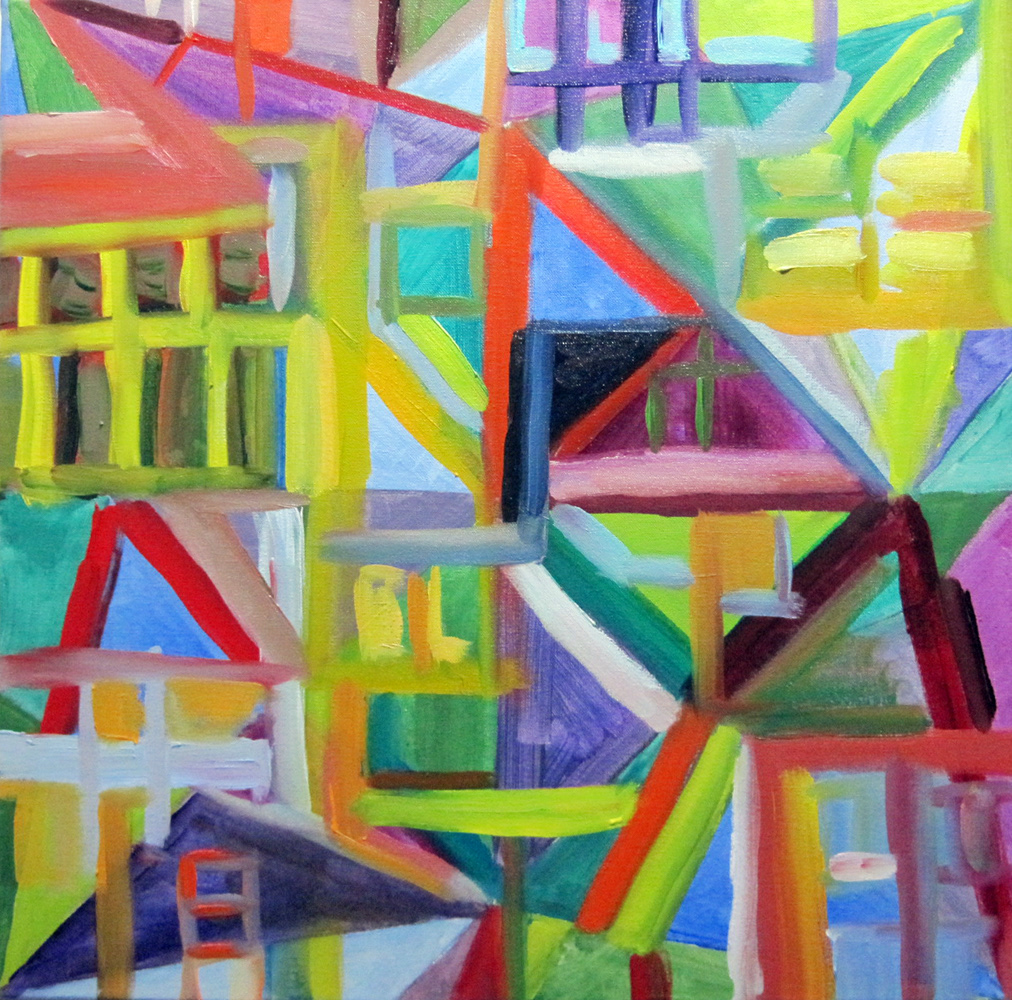 Abstract Cityscape, Oil on Canvas, 14 x 14", 2010