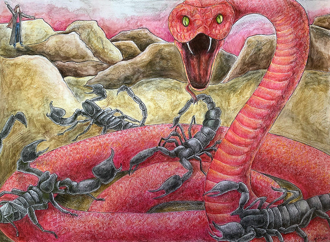 There is Power in Restraint, colored pencil and pen on paper, 18 x 24", 2020