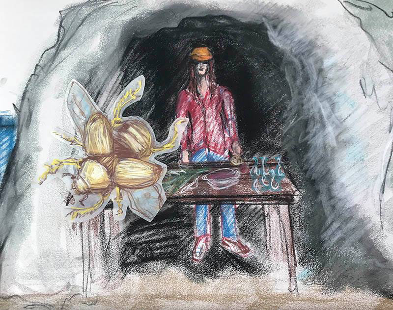 The Beach Vendor, Pastel on Paper & Mixed Media, 18 x 24", 2018