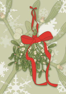 Mistletoe Holiday Card Set of 4