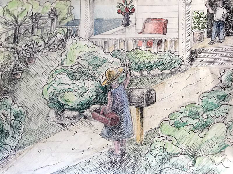 House of the Ancestors, Pen and Colored Pencil on Paper, 11 x 14", 2018