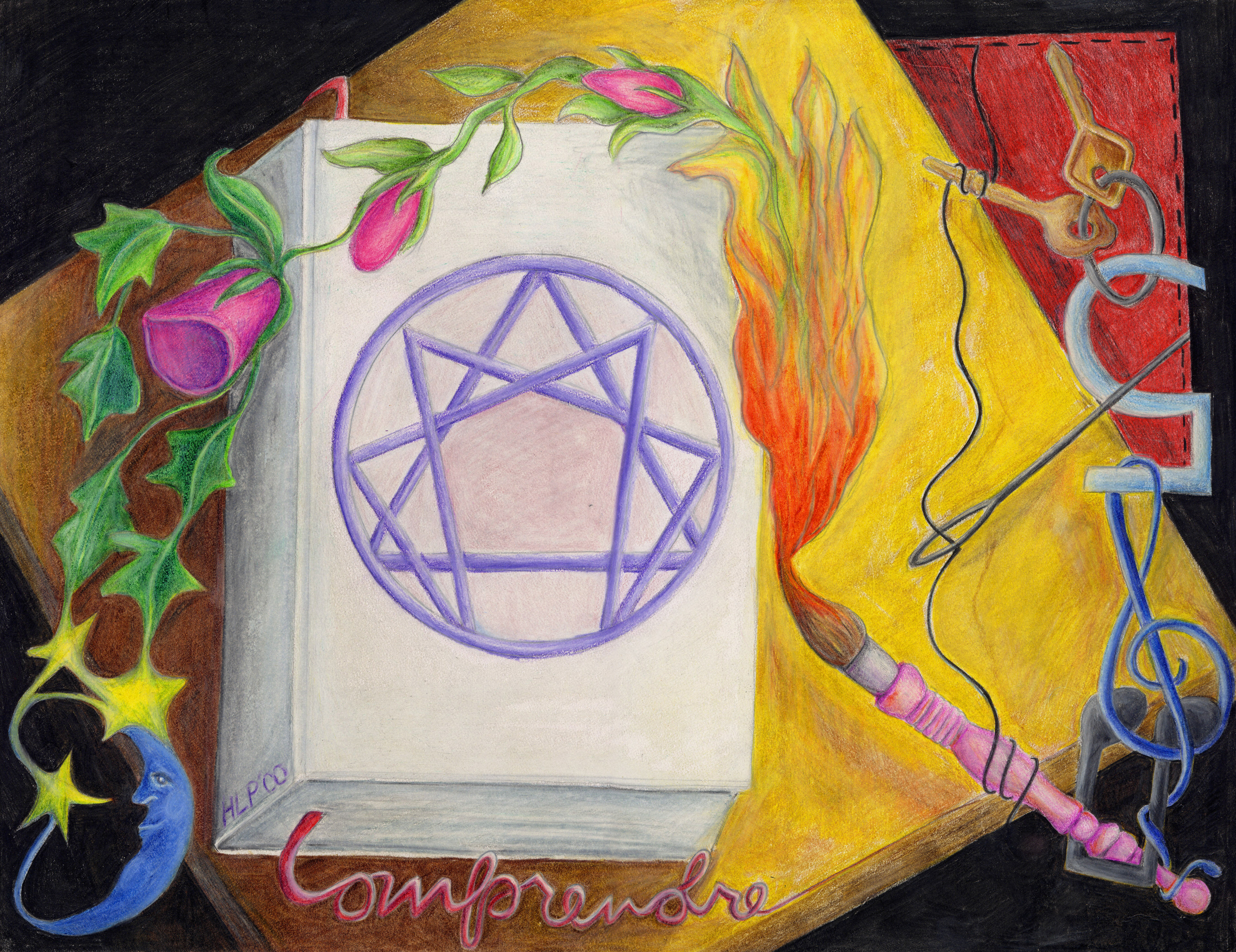 Enneagram Dream, Colored Pencil on paper, 14 x 17", 1999