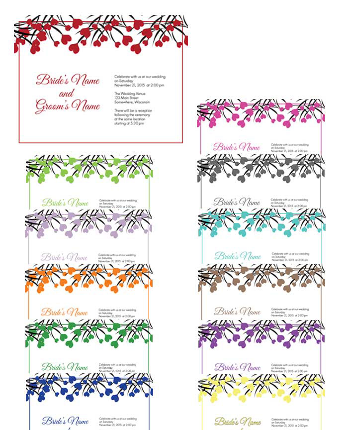 Wedding Invitation with Color Options