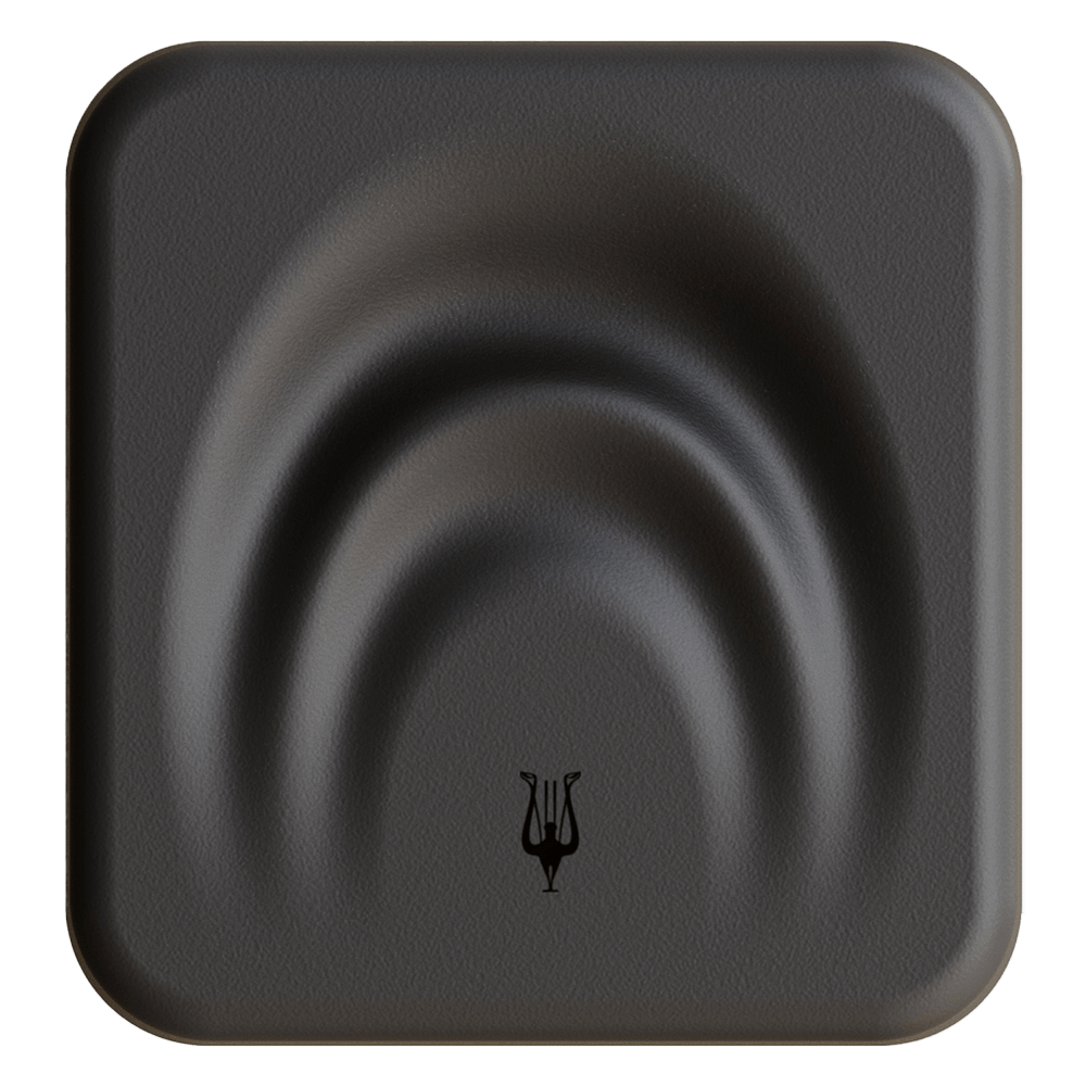 Pulp box — top-down with sound-wave imprint